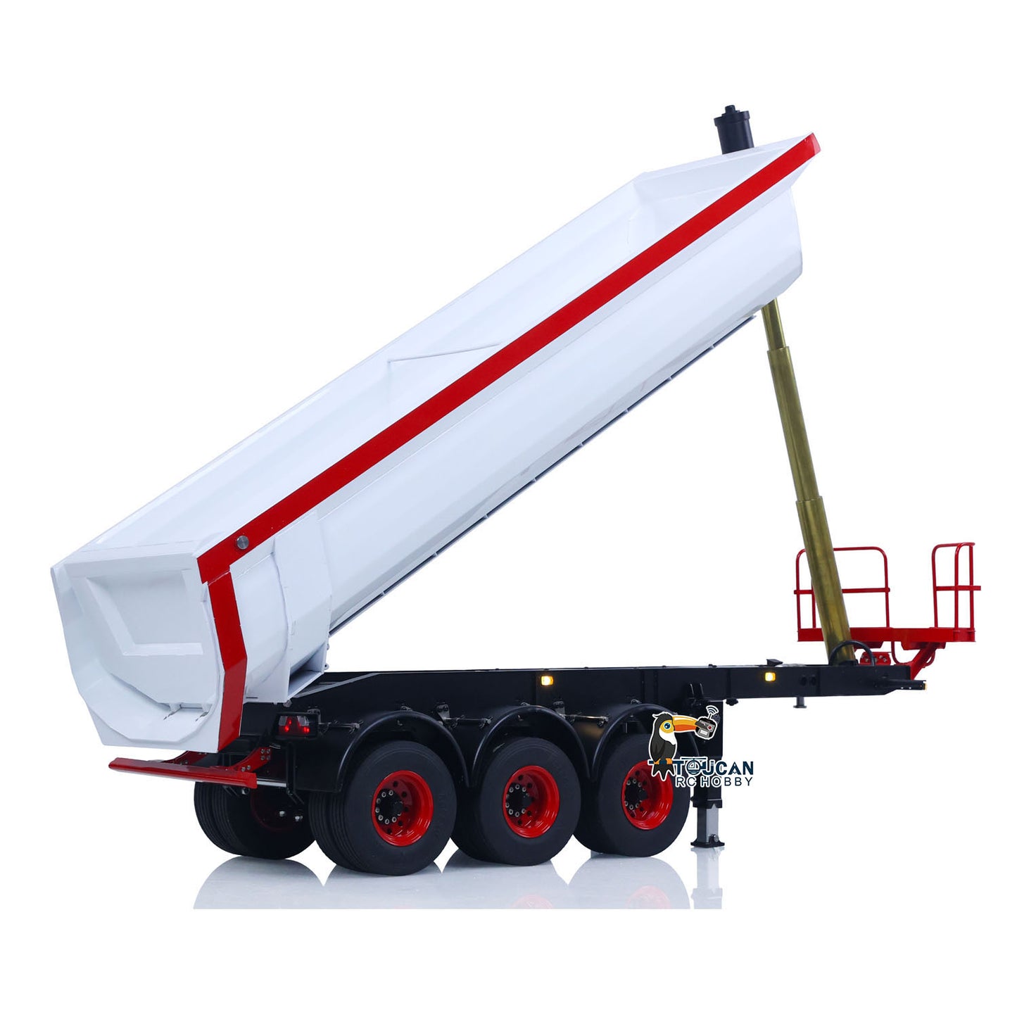 Metal LESU 3 Axles 1/14 Hydraulic Dump Trailer Model for RC Tractor Truck DIY TAMIYA With A0045 U-Bucket Electric Lifting Legs