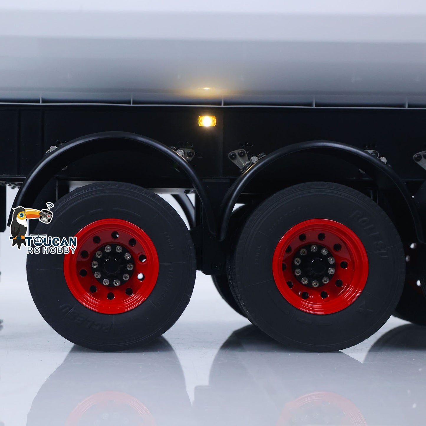Metal LESU 3 Axles 1/14 Hydraulic Dump Trailer Model for RC Tractor Truck DIY TAMIYA With A0045 U-Bucket Electric Lifting Legs