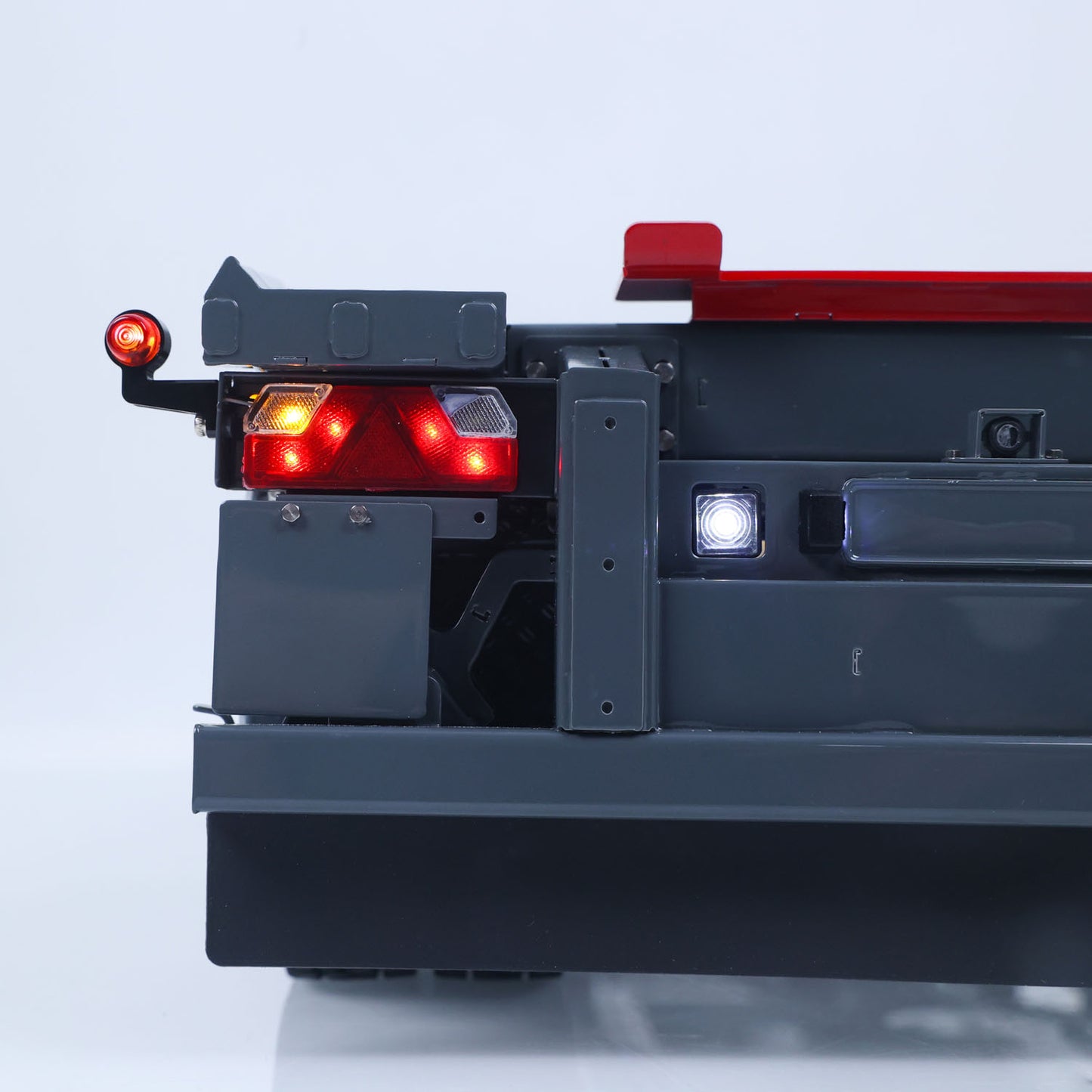 Finished 1/14 Metal RC Trailer A0065 Model Front Wheel Steerable for LESU Radio Controlled Hydraulic Roll on off Dumper Tipper