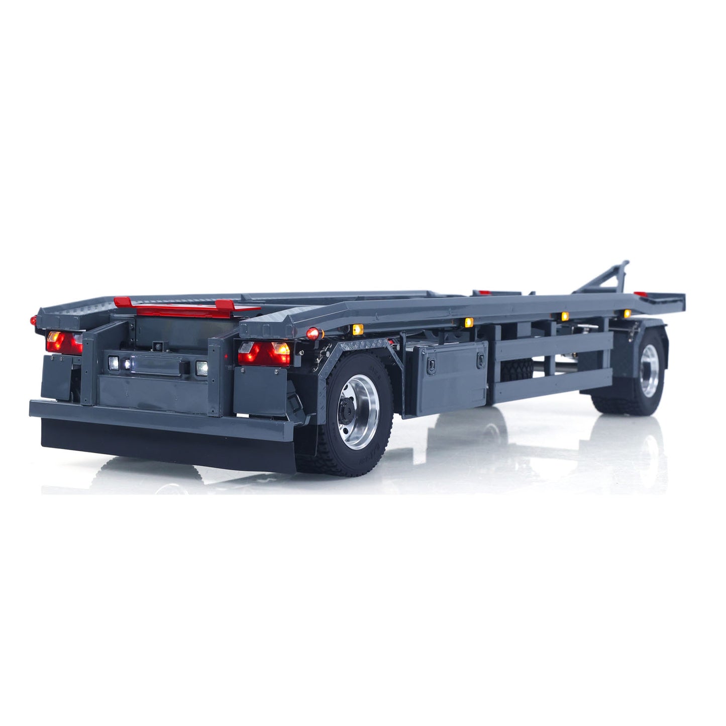 Finished 1/14 Metal RC Trailer A0065 Model Front Wheel Steerable for LESU Radio Controlled Hydraulic Roll on off Dumper Tipper