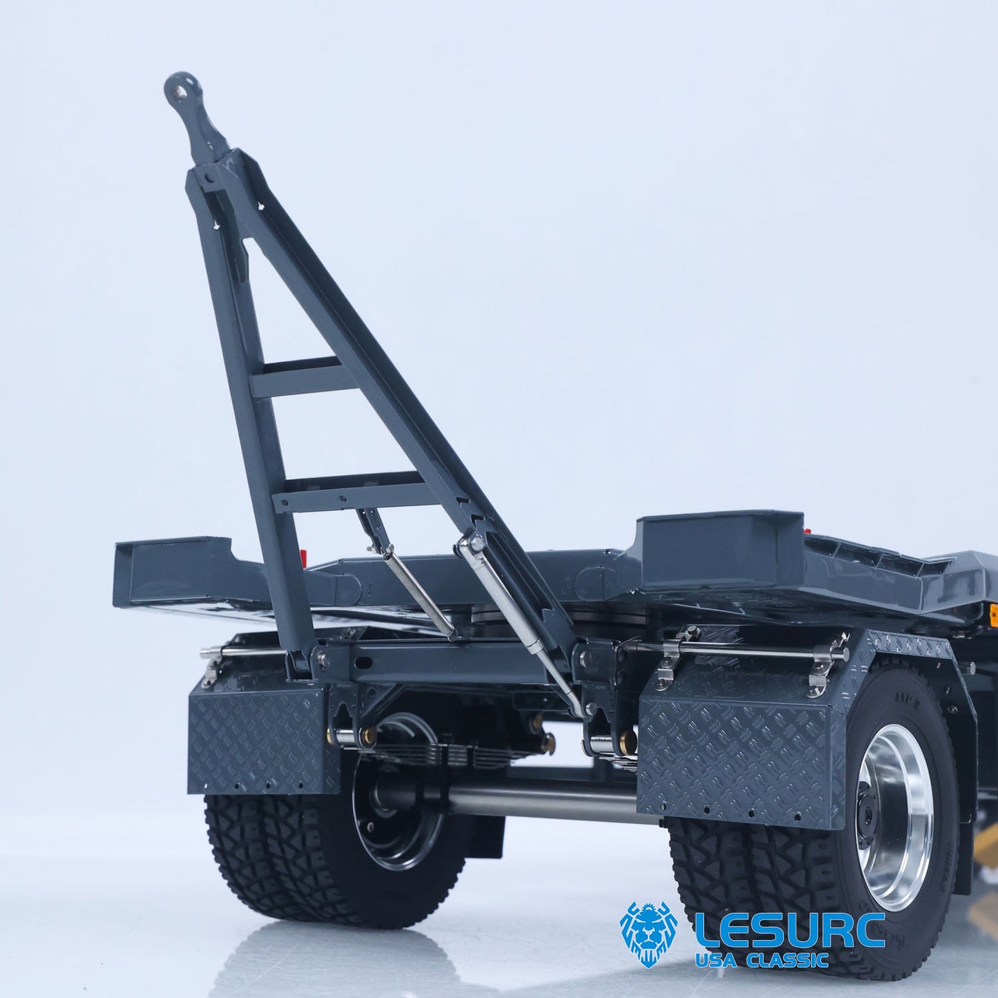 LESU A0065 1/14 Metal RC Roll Off Trailer with Front Wheel Steerable Light System for Remote Control Tractor Truck Backyard Fun