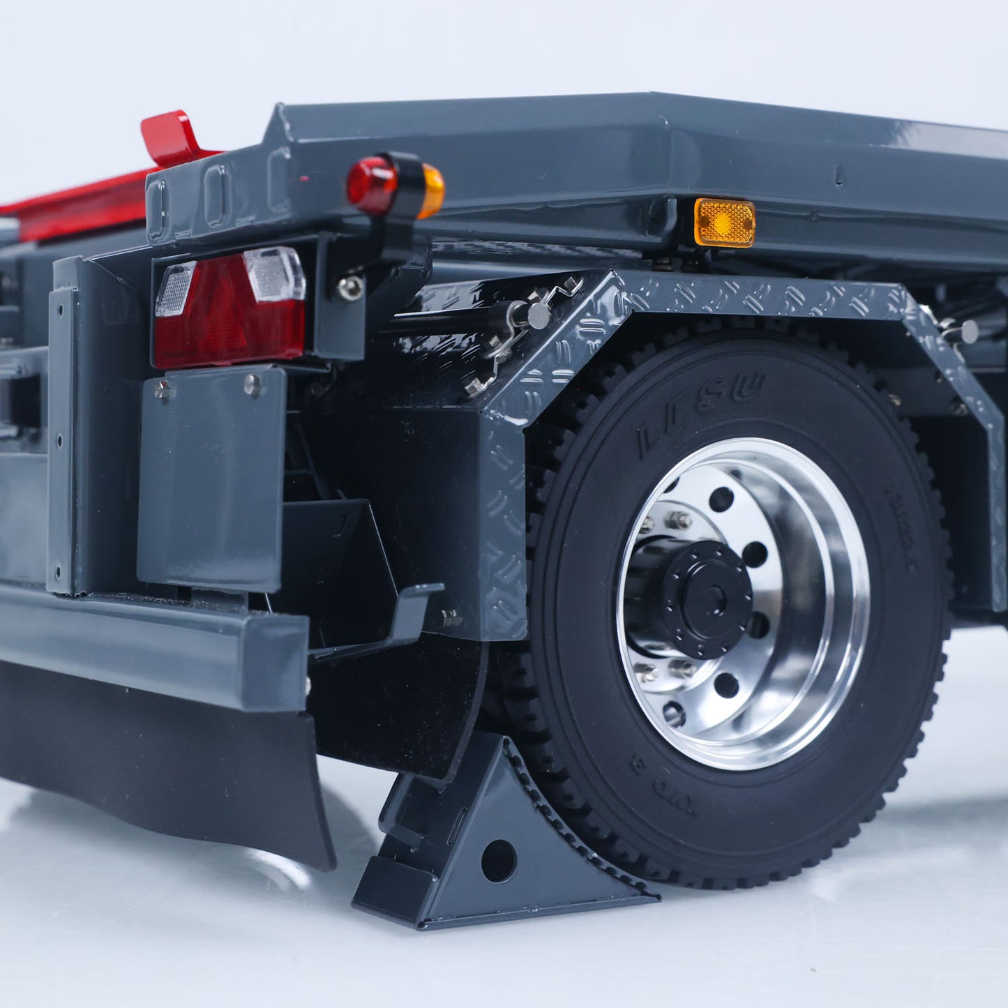 Finished 1/14 Metal RC Trailer A0065 Model Front Wheel Steerable for LESU Radio Controlled Hydraulic Roll on off Dumper Tipper