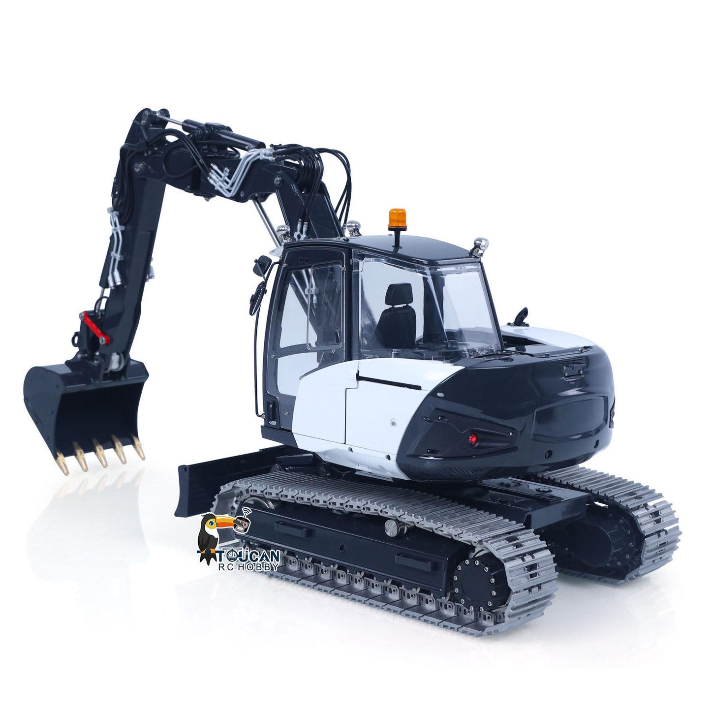Metal LESU 1/14 RC Hydraulic Excavator MC15 CNC Shell 4 Arms Remote Control Digger 9CH Valves Dual Pumps Quick Released Coupler