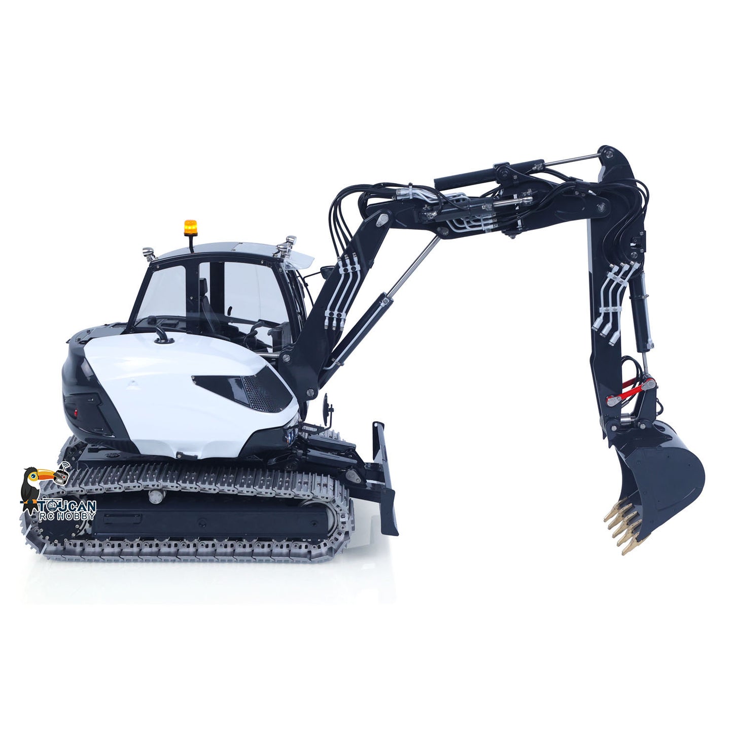 Metal LESU 1/14 RC Hydraulic Excavator MC15 CNC Shell 4 Arms Remote Control Digger 9CH Valves Dual Pumps Quick Released Coupler