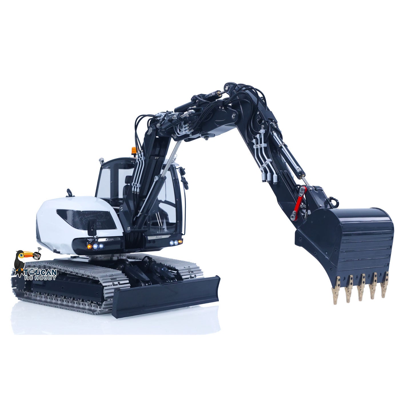 Metal LESU 1/14 RC Hydraulic Excavator MC15 CNC Shell 4 Arms Remote Control Digger 9CH Valves Dual Pumps Quick Released Coupler