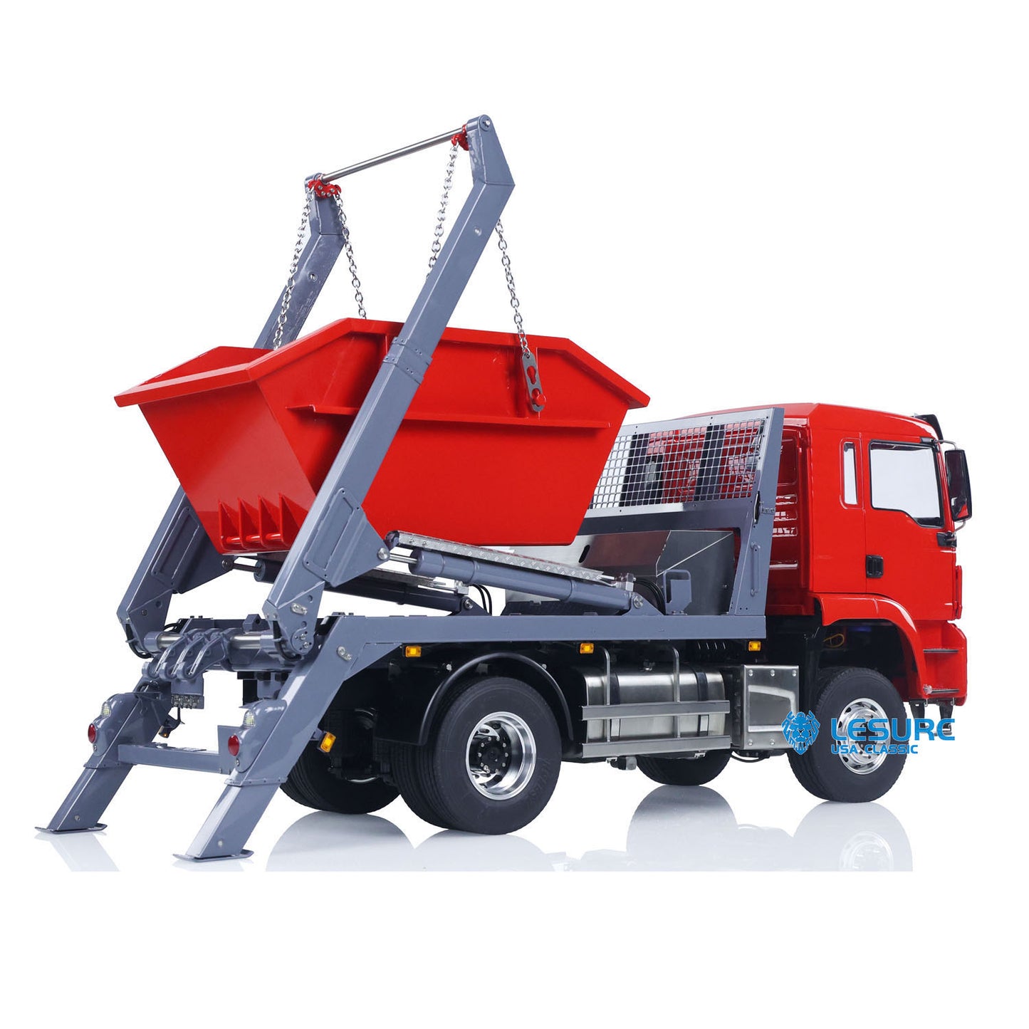 LESU Z0068 1/14 Metal 4x4 Hydraulic Swing Arm Garbage Vehicle with TGS Cabin 3 Speed Transmission 4CH Reversing Valve Lock Differential Axles