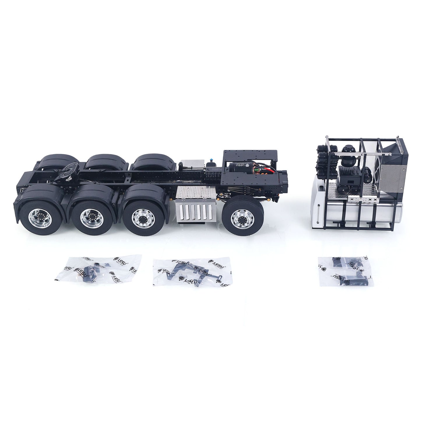 LESU 1/14 8*8 Heavy-duty Metal Chassis RC Highline 1851 3363 Tractor Truck Model W/ 3 Speed Gearbox Motor Servo Equipment Rack