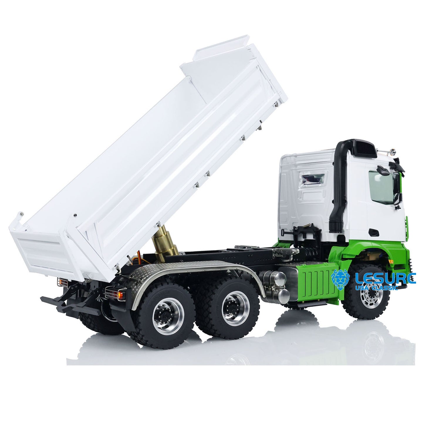 LESU K3363 Cabin 1/14 Metal 6x6 RC Hydraulic Dump Truck FlySky I6S Radio Controller 3 Speed Transmission Differential Lock for Model Enthusiast