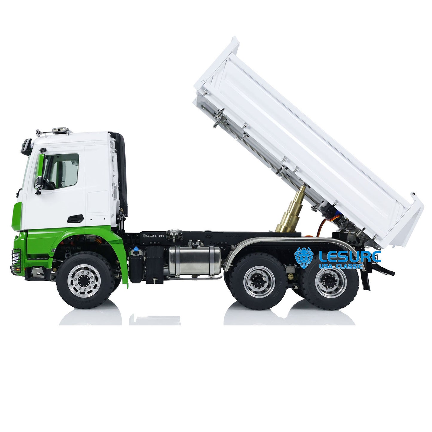 LESU K3363 Cabin 1/14 Metal 6x6 RC Hydraulic Dump Truck FlySky I6S Radio Controller 3 Speed Transmission Differential Lock for Model Enthusiast