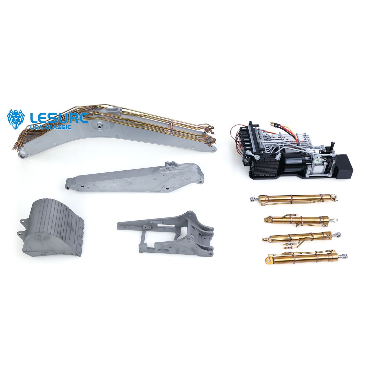 LIMITED-TIME SALE IN Stock LESU Aoue PC500 1/14 Metal RC Hydraulic Tracked Excavator KIT Painted RC Digger 7Ways Valve 3-4MPA Pump Light DIY Model