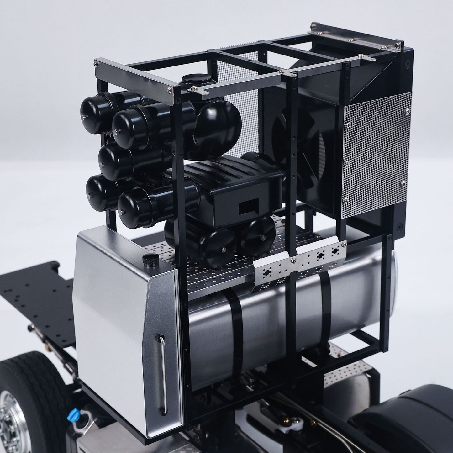 LESU 1/14 8*8 Heavy-duty Metal Chassis RC Highline 1851 3363 Tractor Truck Model W/ 3 Speed Gearbox Motor Servo Equipment Rack