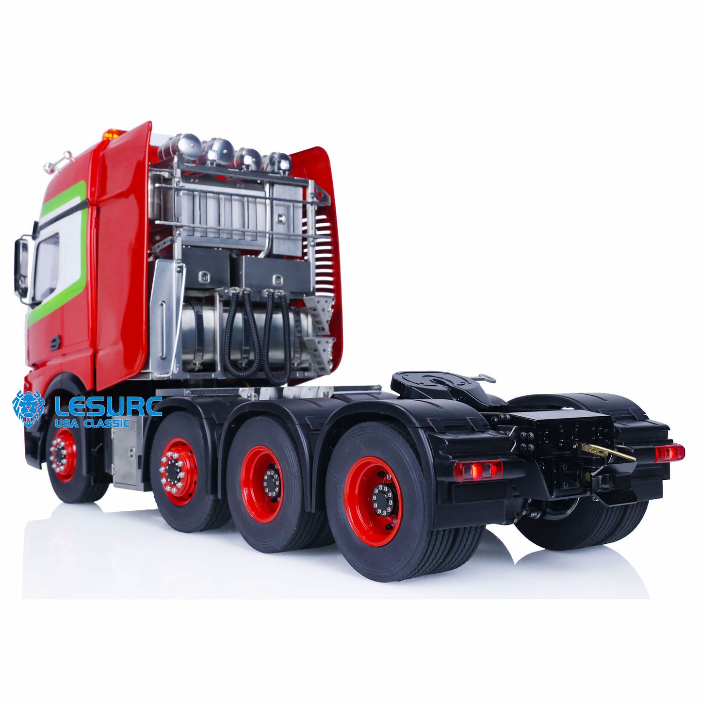 1/14 LESU RC Highline Tractor Truck Heavy-duty Metal Chassis Car Model W/ Lights Sounds Smoke Equipment Rack 3 Speed Gearbox