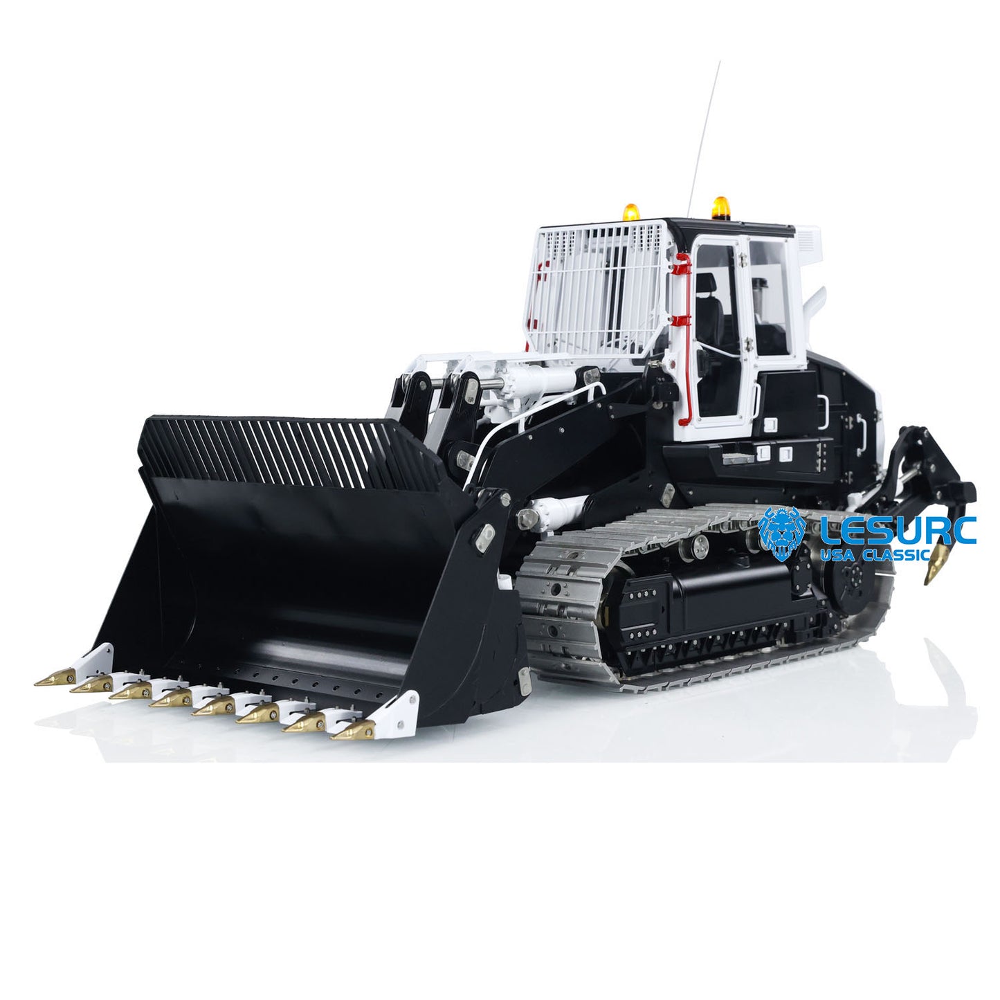 1:14 LESU AOUE 973K Hydraulic RC Loader ST8 Radio Control Tracked Car Construction Vehicle Model Openable Bucket Rear Plow Sound