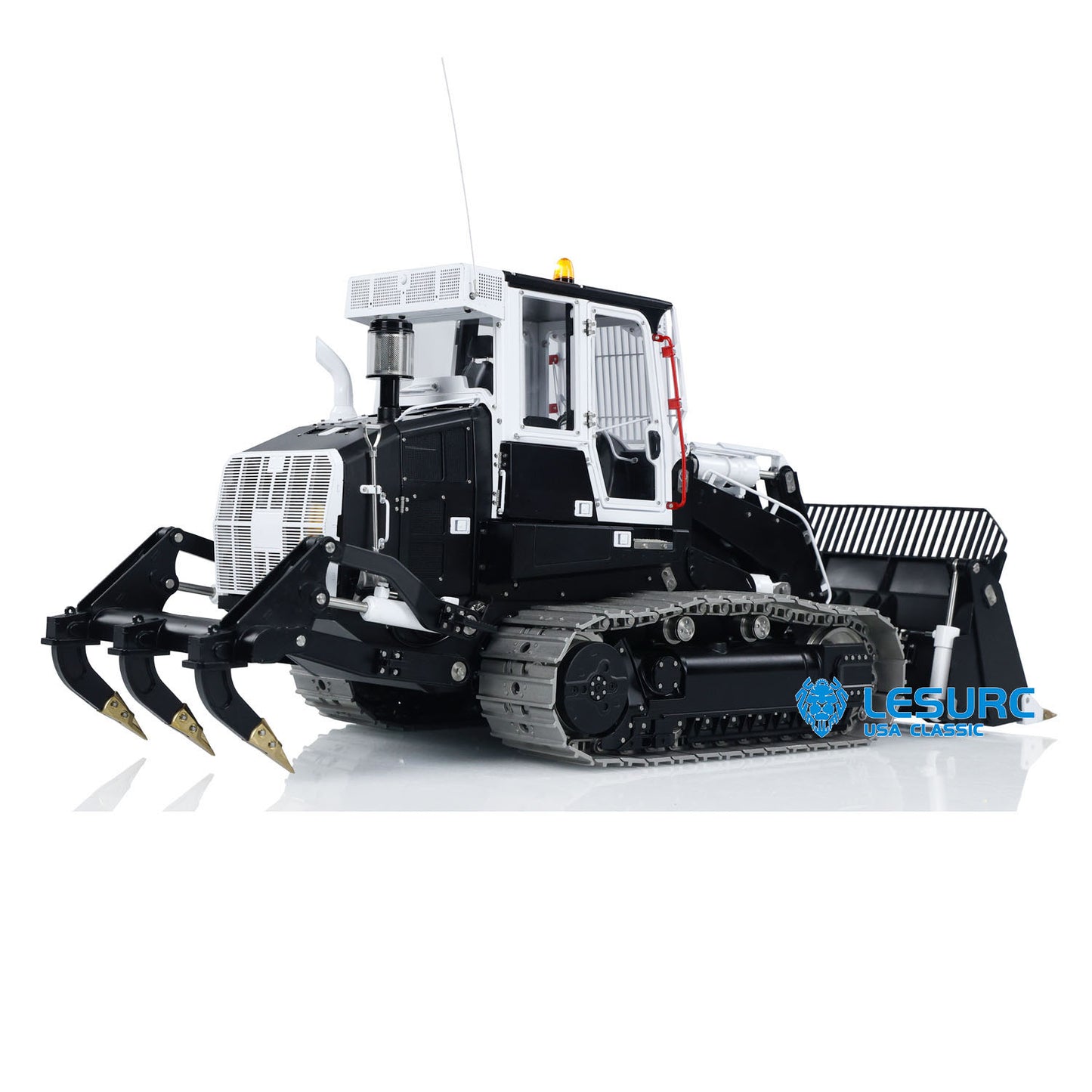 LESU 973K 1/14 Metal RC Hydraulic Loader B0024 with Flysky ST8 Radio Controller Light Sound System Openable Bucket Rear Plow for Outdoor Fun