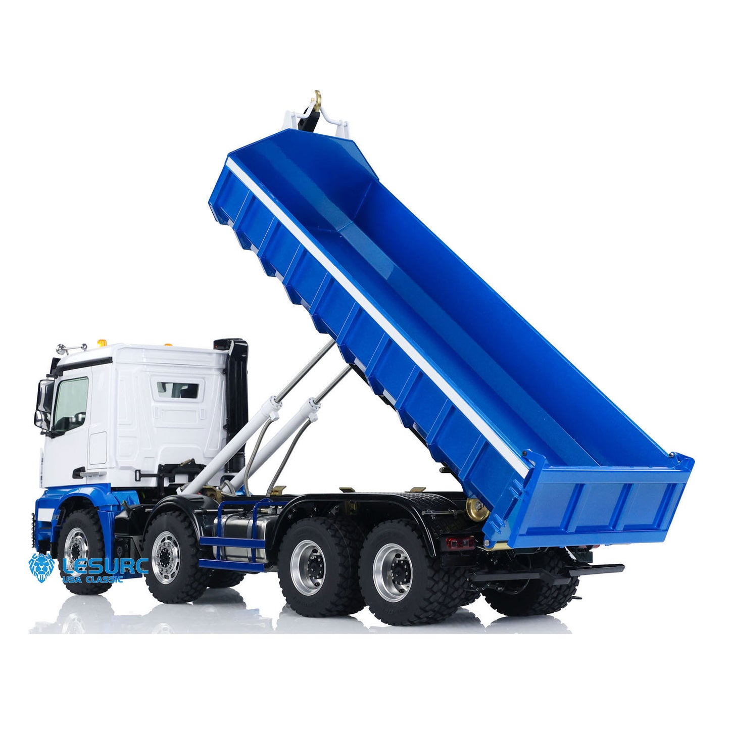 LESU Z0036 1/14 Metal 8x8 Hydraulic RC Roll On Off Dumper 2 Speed Transmission Differential Lock Sound Light System Front Hook