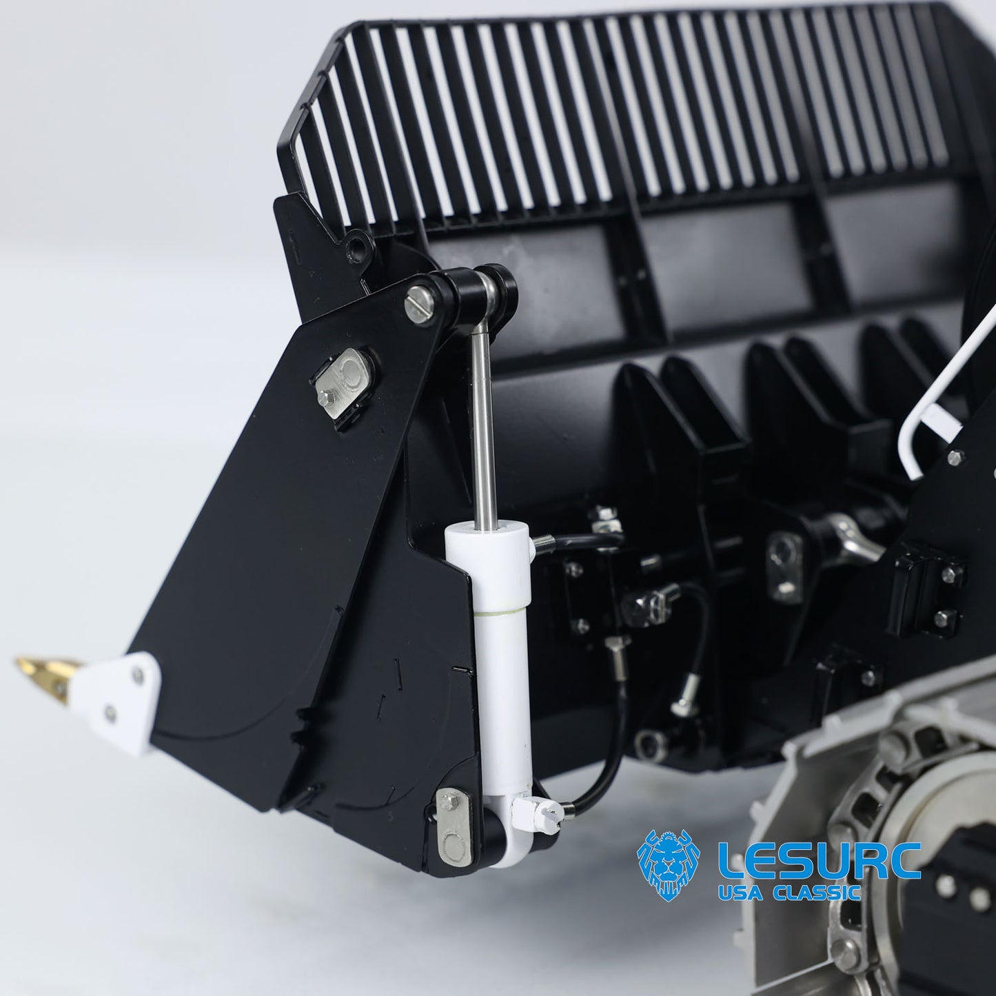 LESU 973K 1/14 Metal RC Hydraulic Loader B0024 with Flysky ST8 Radio Controller Light Sound System Openable Bucket Rear Plow for Outdoor Fun