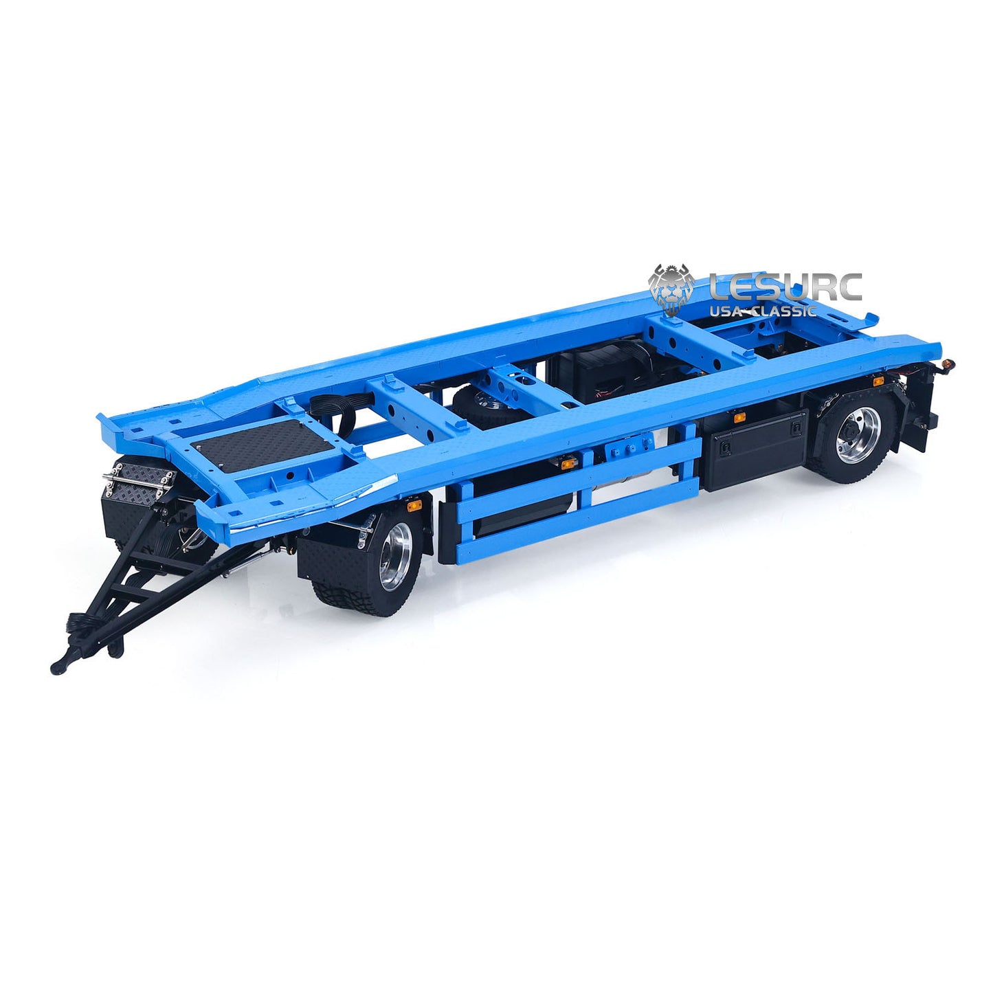 LESU A0065 1/14 Metal RC Roll Off Trailer with Front Wheel Steerable Light System for Remote Control Tractor Truck Backyard Fun