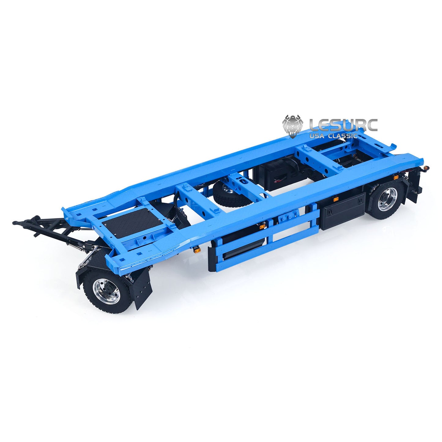 LESU A0065 1/14 Metal RC Roll Off Trailer with Front Wheel Steerable Light System for Remote Control Tractor Truck Backyard Fun