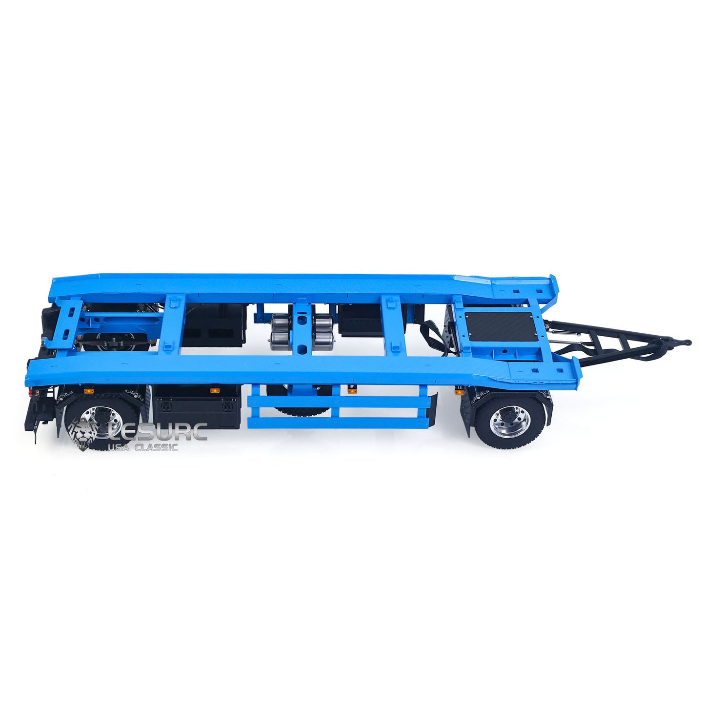 LESU A0065 1/14 Metal RC Roll Off Trailer with Front Wheel Steerable Light System for Remote Control Tractor Truck Backyard Fun