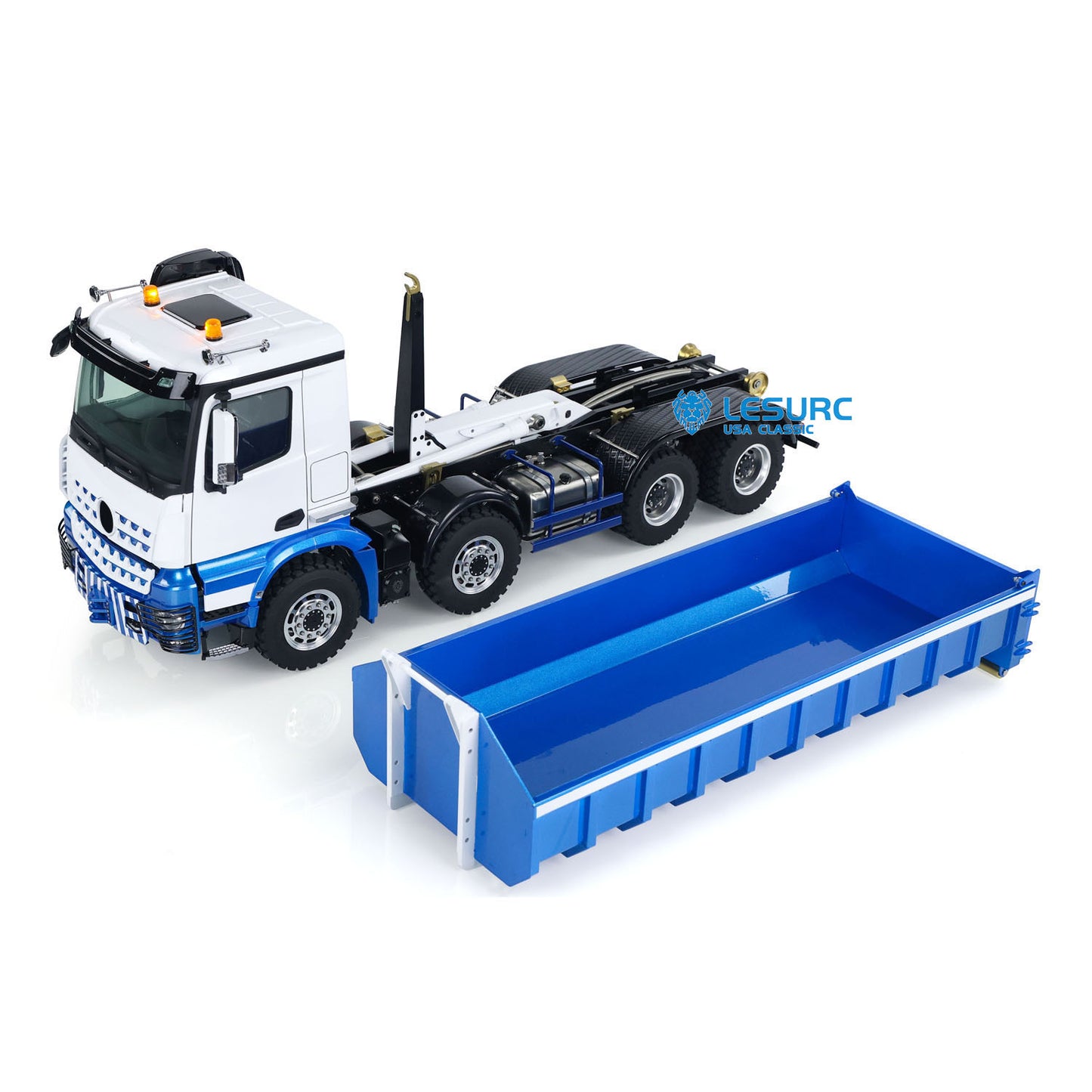LESU Z0036 1/14 Metal 8x8 Hydraulic RC Roll On Off Dumper 2 Speed Transmission Differential Lock Sound Light System Front Hook