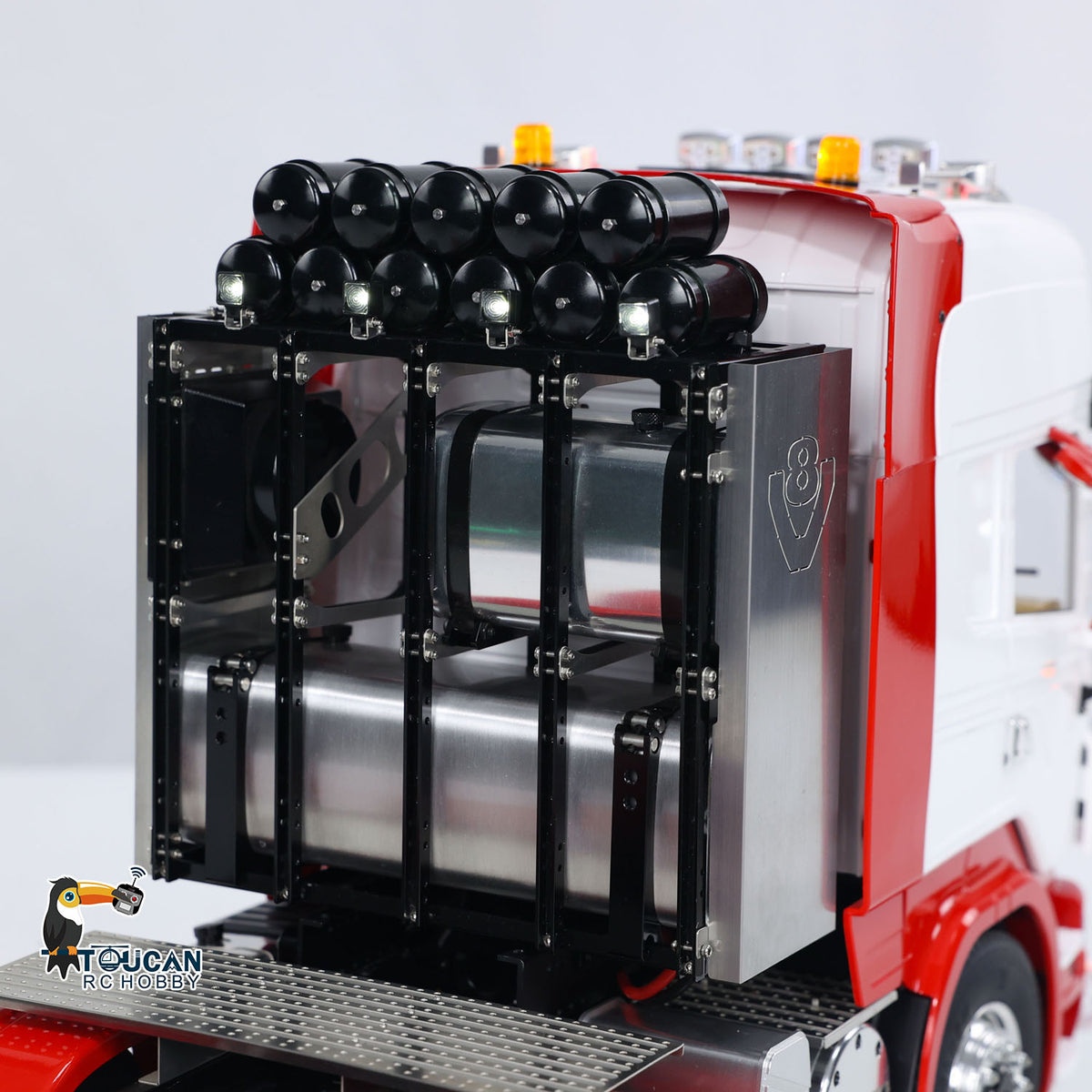1/14 RC Tractor Truck Radio Control Car LESU 8X8 Metal Chassis Model 2-speed Transmission Light Sound