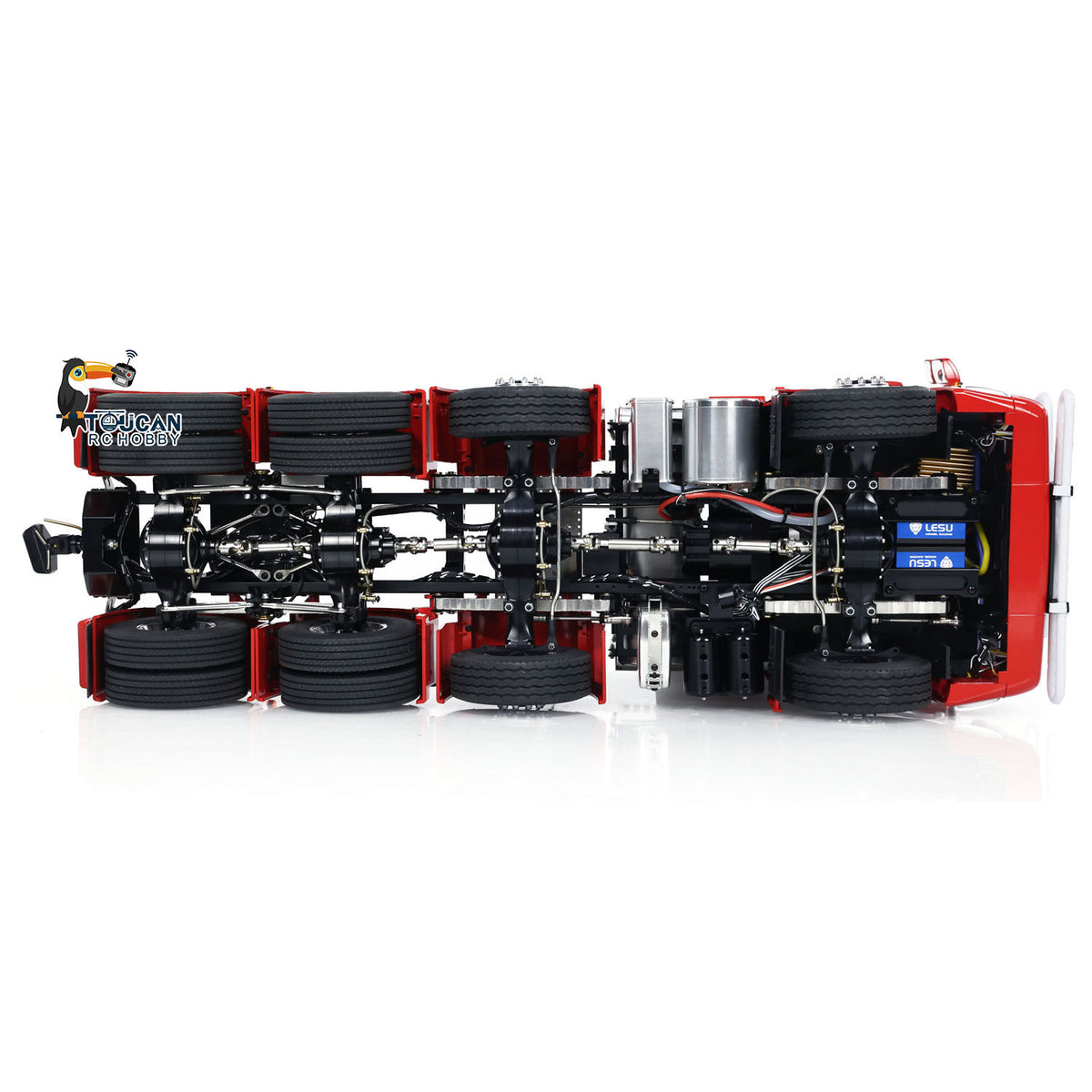 1/14 RC Tractor Truck Radio Control Car LESU 8X8 Metal Chassis Model 2-speed Transmission Light Sound
