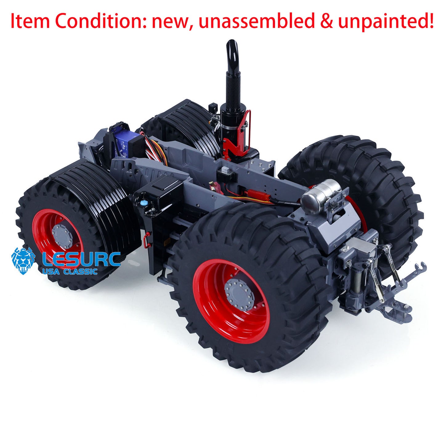LESU A0005 1/16 4x4 Metal Chassis with Hooks Central Differential Light System for 1050 Walking Tractor Suitable to Scale Model Builders