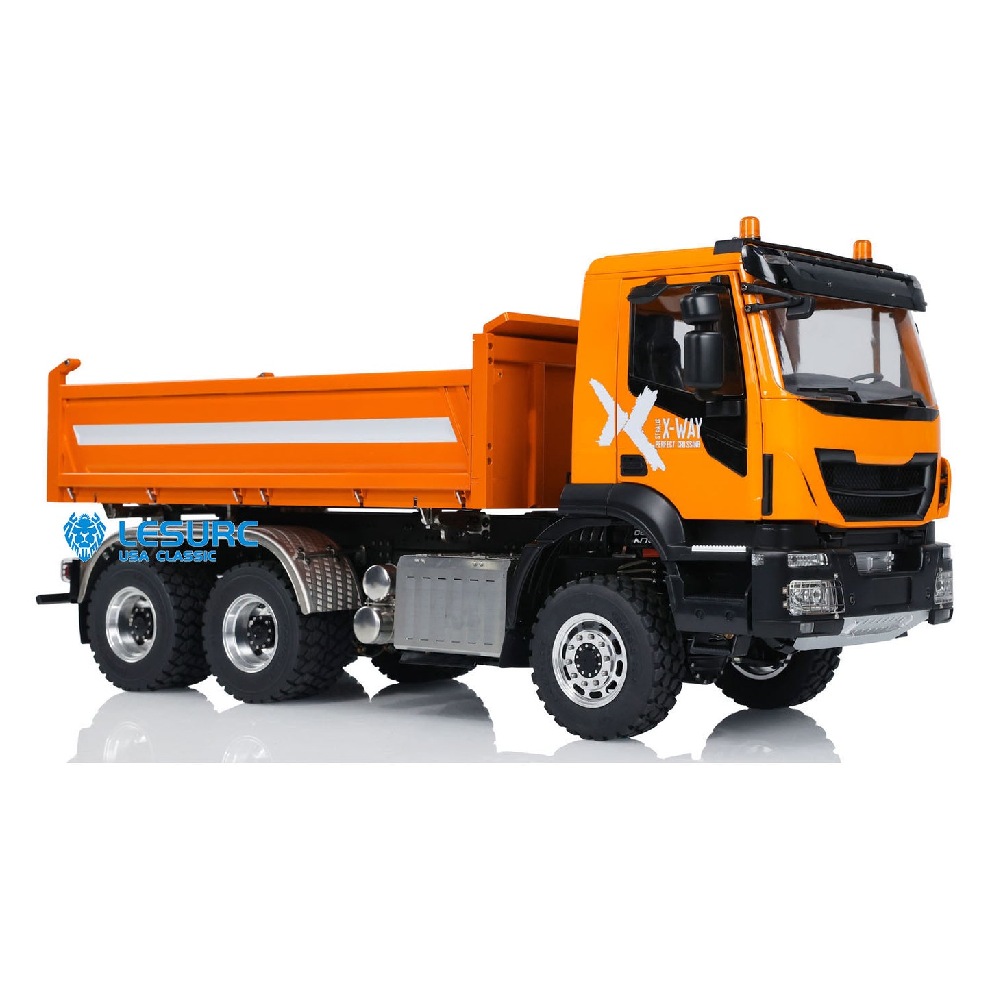 LESU Metal 1/14 RC Hydraulic Dumper Car 3-way Radio Control Dump Truck Model 6x6 All-wheel Drive 3-speed Transmission