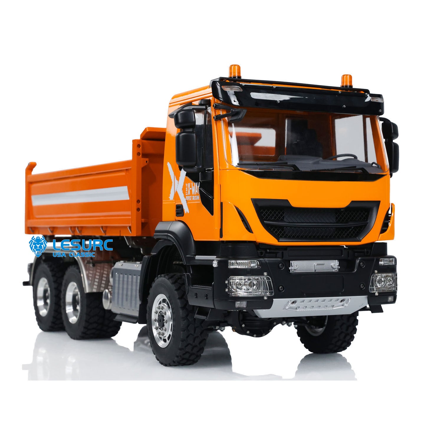 LESU Metal 1/14 RC Hydraulic Dumper Car 3-way Radio Control Dump Truck Model 6x6 All-wheel Drive 3-speed Transmission