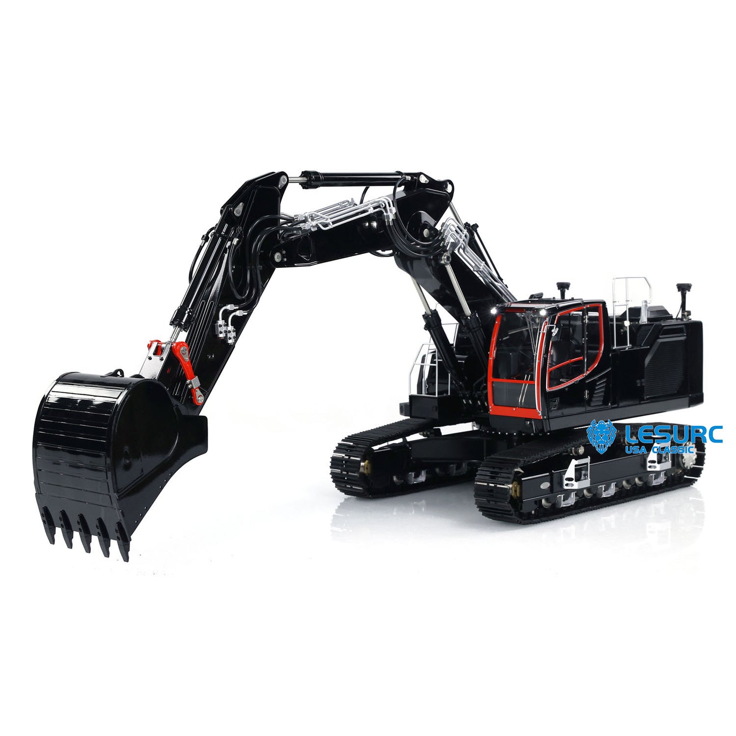 LESU Metal 1/14 Hydraulic RC Excavator AOUE LR945 Remote Control 3-Arm Diggers Model Emulated Construction Vehicle Light Motor