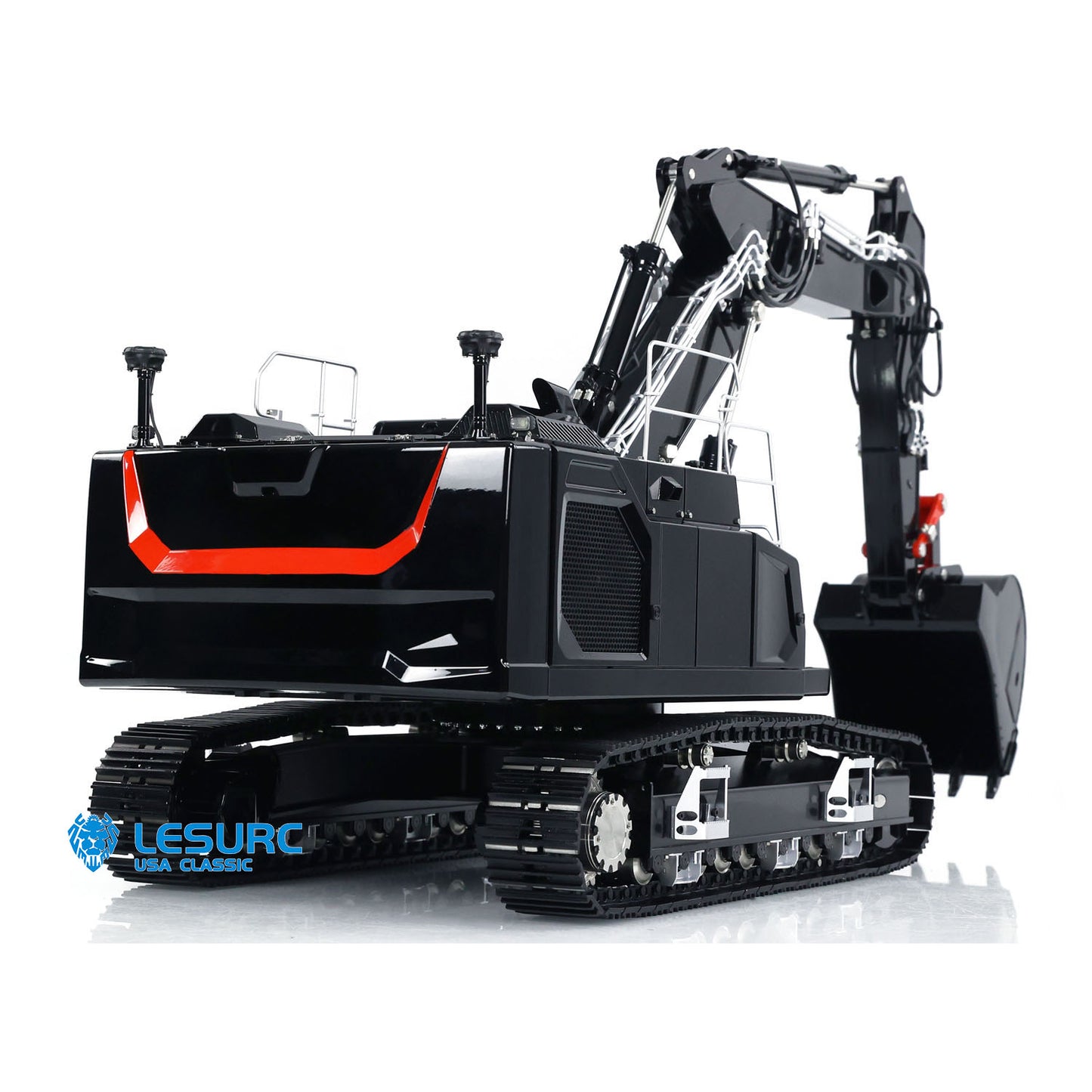 LESU Metal 1/14 Hydraulic RC Excavator AOUE LR945 Remote Control 3-Arm Diggers Model Emulated Construction Vehicle Light Motor