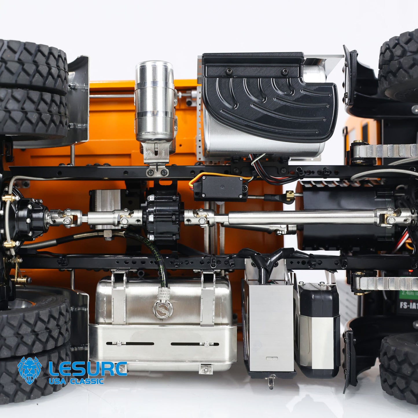 LESU Metal 1/14 RC Hydraulic Dumper Car 3-way Radio Control Dump Truck Model 6x6 All-wheel Drive 3-speed Transmission