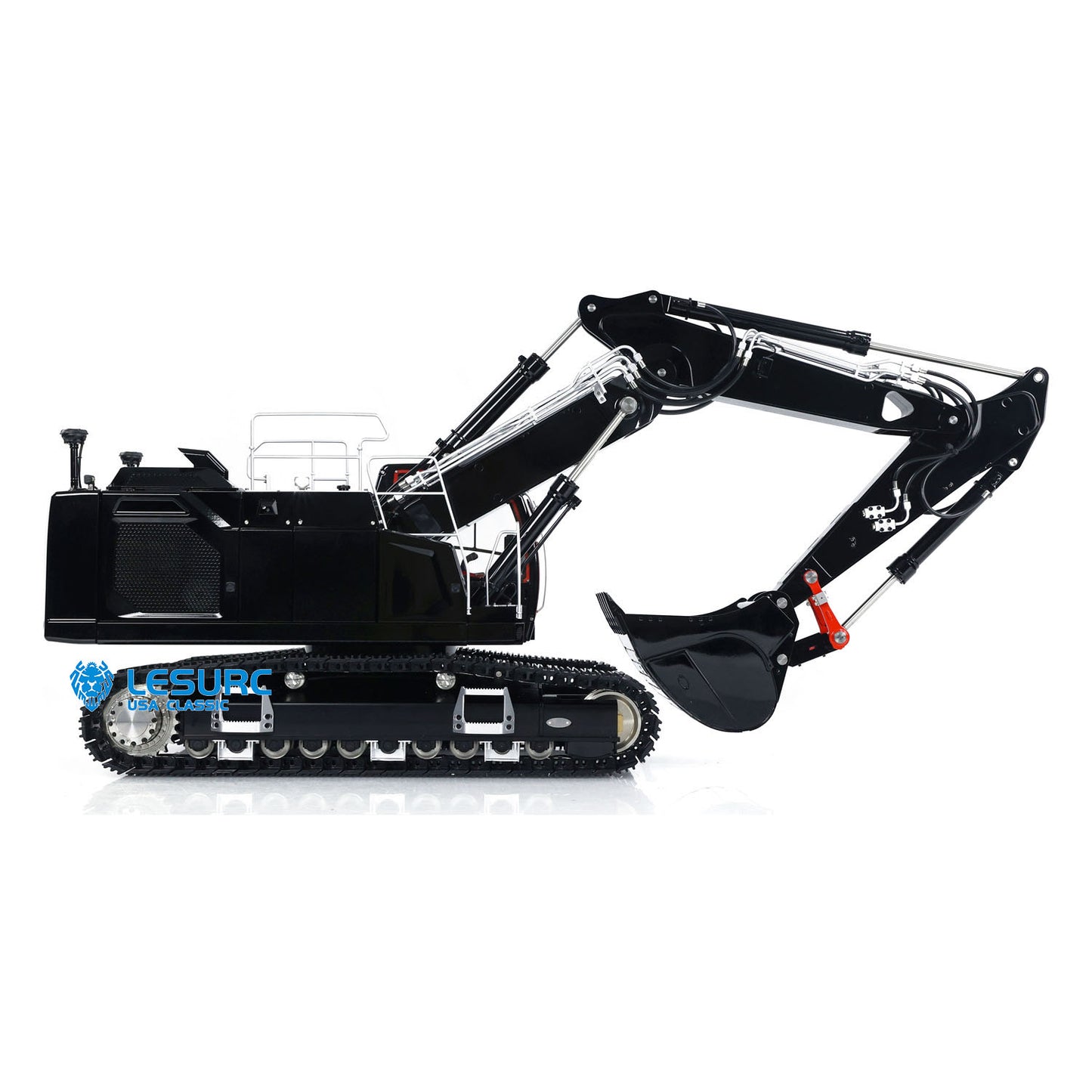 LESU Metal 1/14 Hydraulic RC Excavator AOUE LR945 Remote Control 3-Arm Diggers Model Emulated Construction Vehicle Light Motor