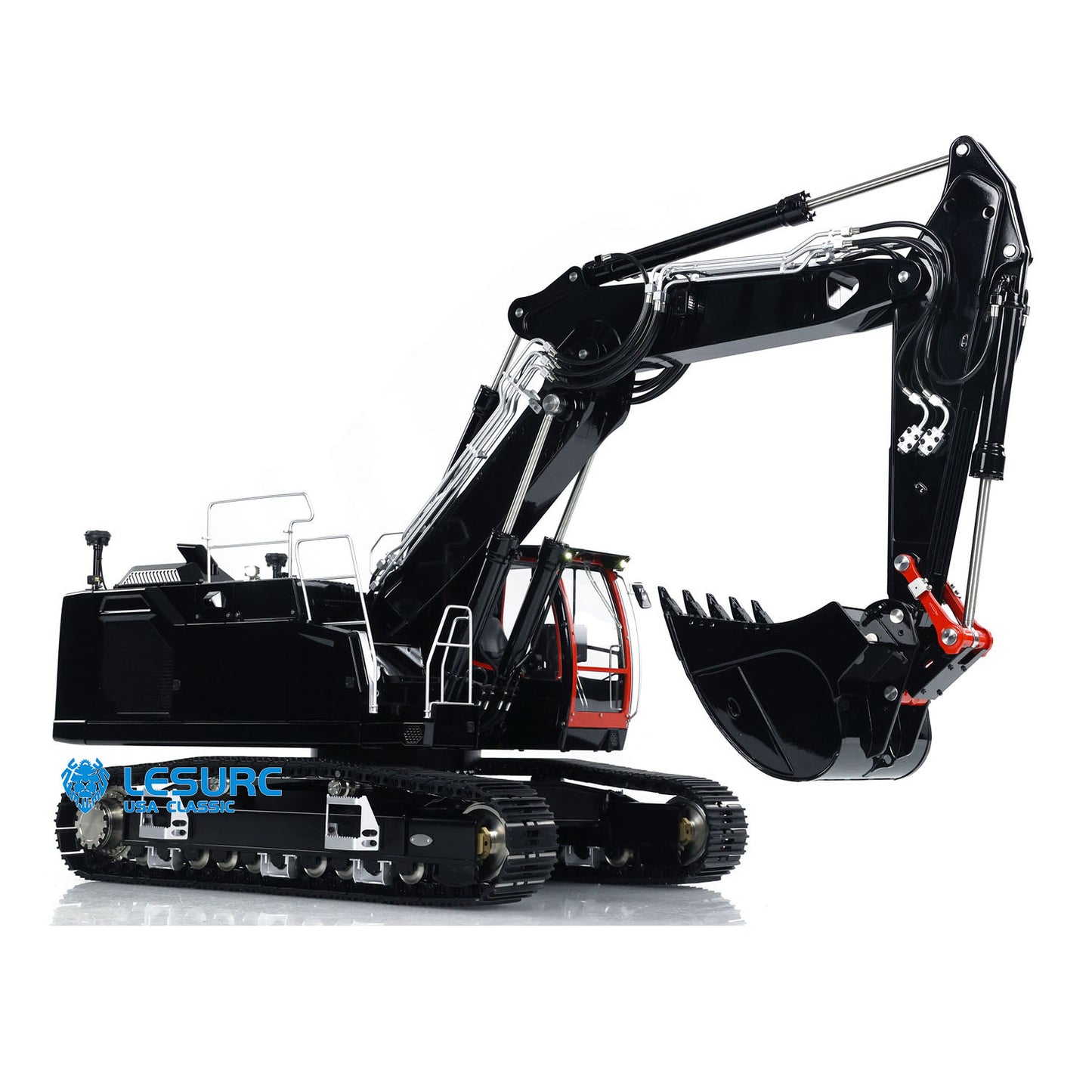 LESU Metal 1/14 Hydraulic RC Excavator AOUE LR945 Remote Control 3-Arm Diggers Model Emulated Construction Vehicle Light Motor