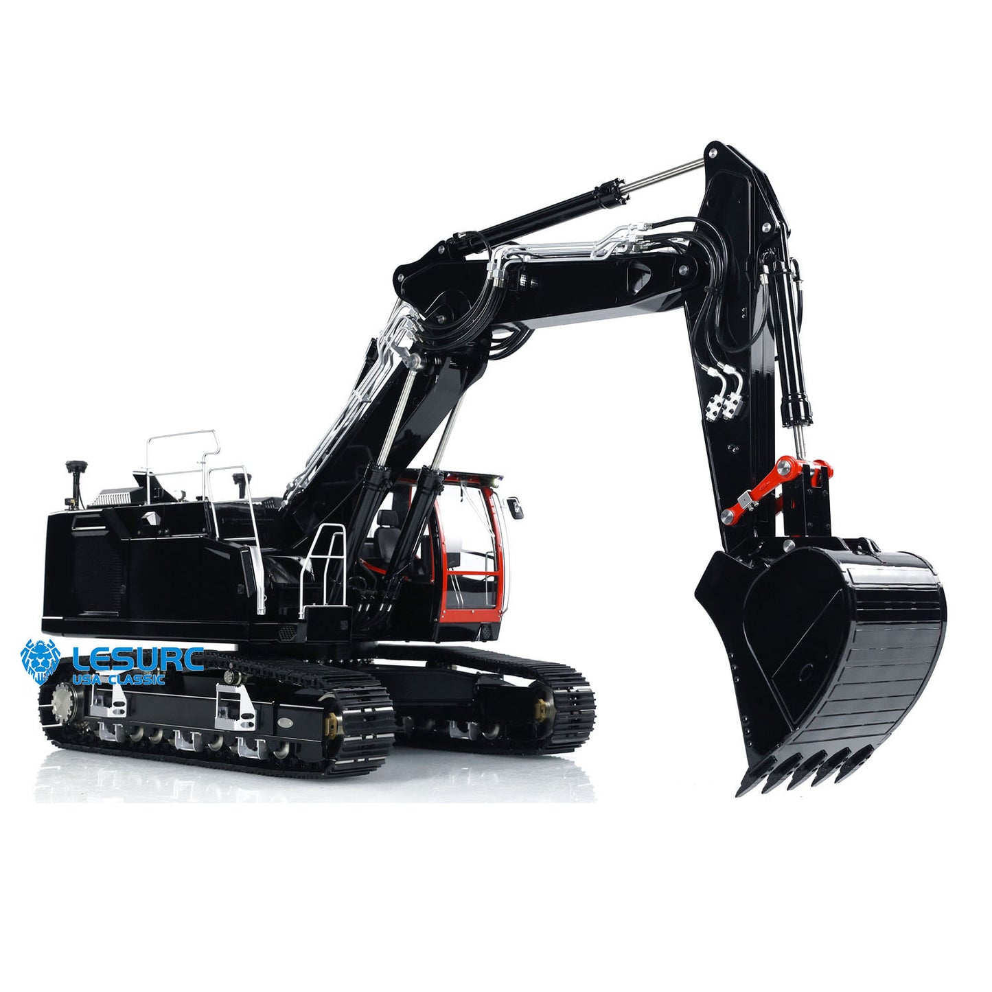 LESU Metal 1/14 Hydraulic RC Excavator AOUE LR945 Remote Control 3-Arm Diggers Model Emulated Construction Vehicle Light Motor