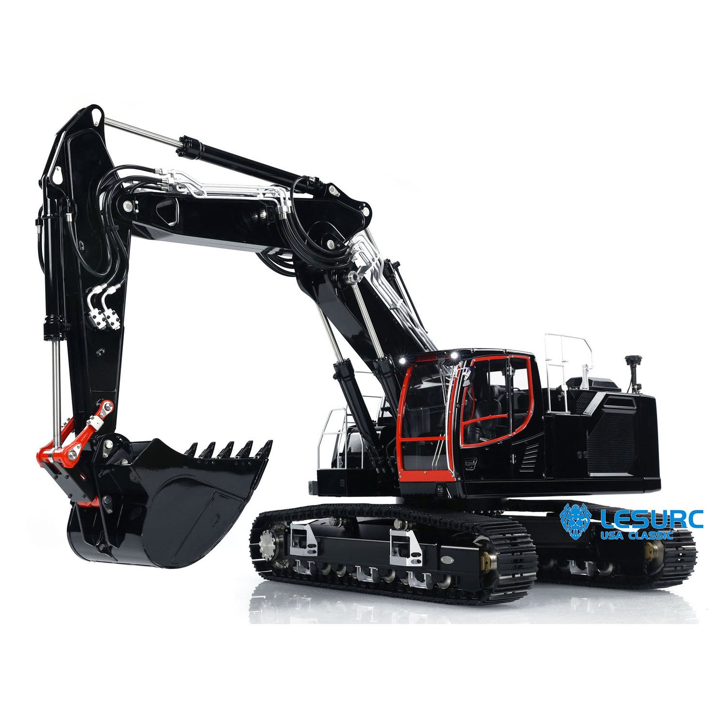 LESU Metal 1/14 Hydraulic RC Excavator AOUE LR945 Remote Control 3-Arm Diggers Model Emulated Construction Vehicle Light Motor