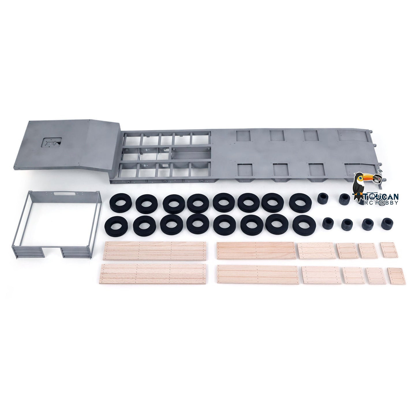 LESU 1/14 Metal Trailer Hydraulic Lifting Tailboard 4 Axles Steering Available Electric Support Legs for DIY RC Tractor Truck