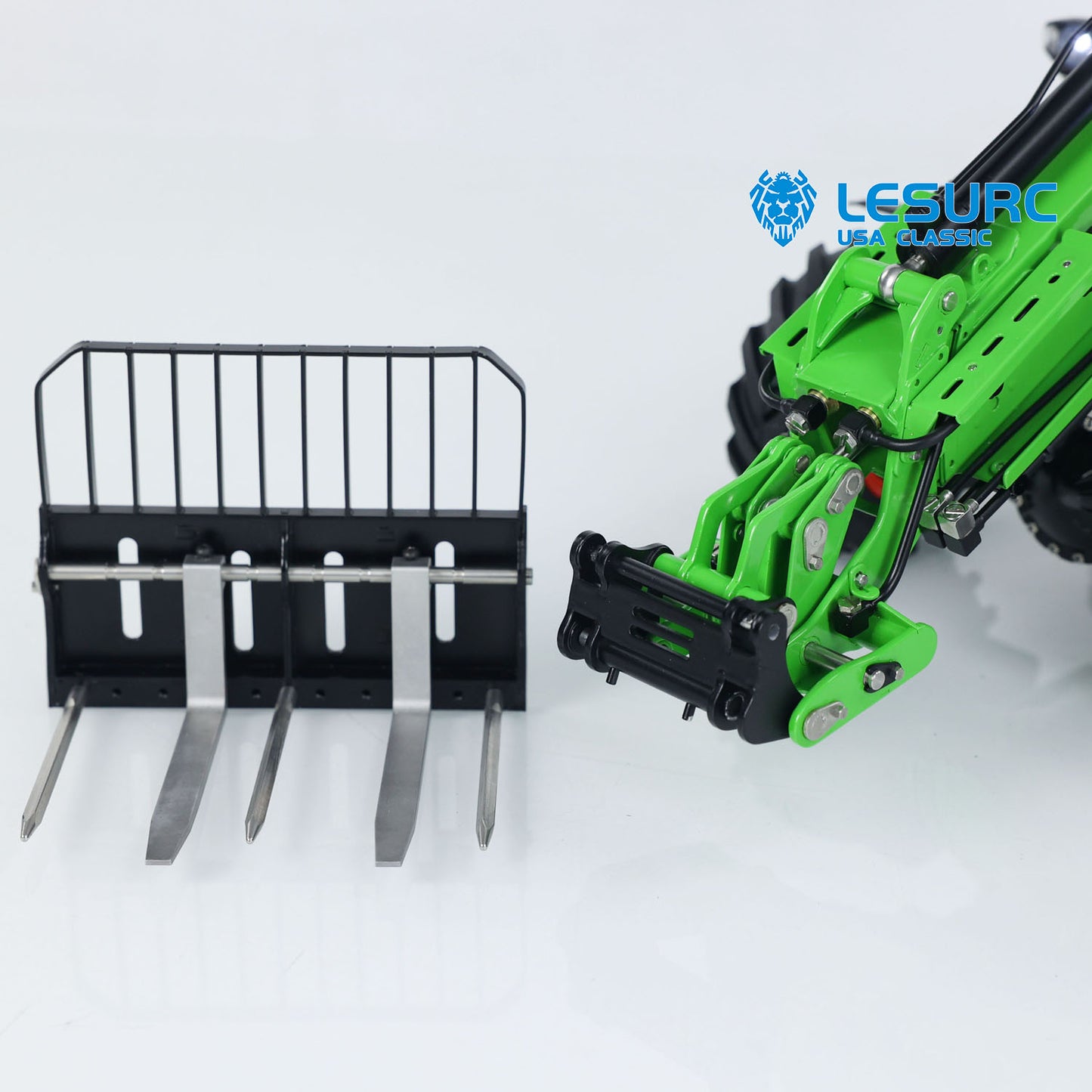 LESU RTR 1:14 RC Hydraulic Telescopic Arm Loader Metal AT1050 Fork Lift Trucks Engineering Vehicle Model Light FlySky I6S Radio