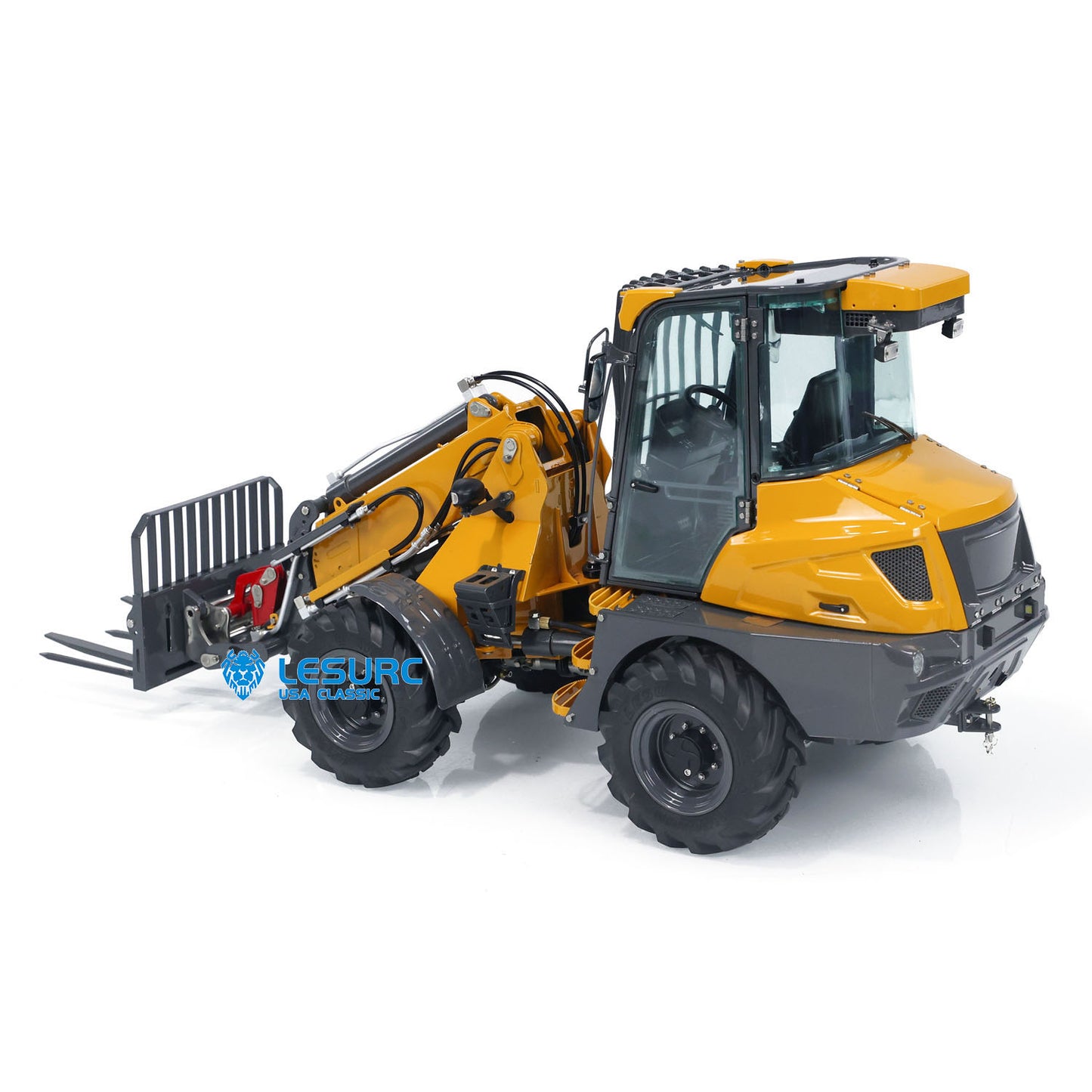 LESU AOUE AT1050 1/14 Metal 4X4 RC Hydraulic Telescopic Arm Loader Sound Light System Fork Bucket for Construction Vehicle Enthusiast