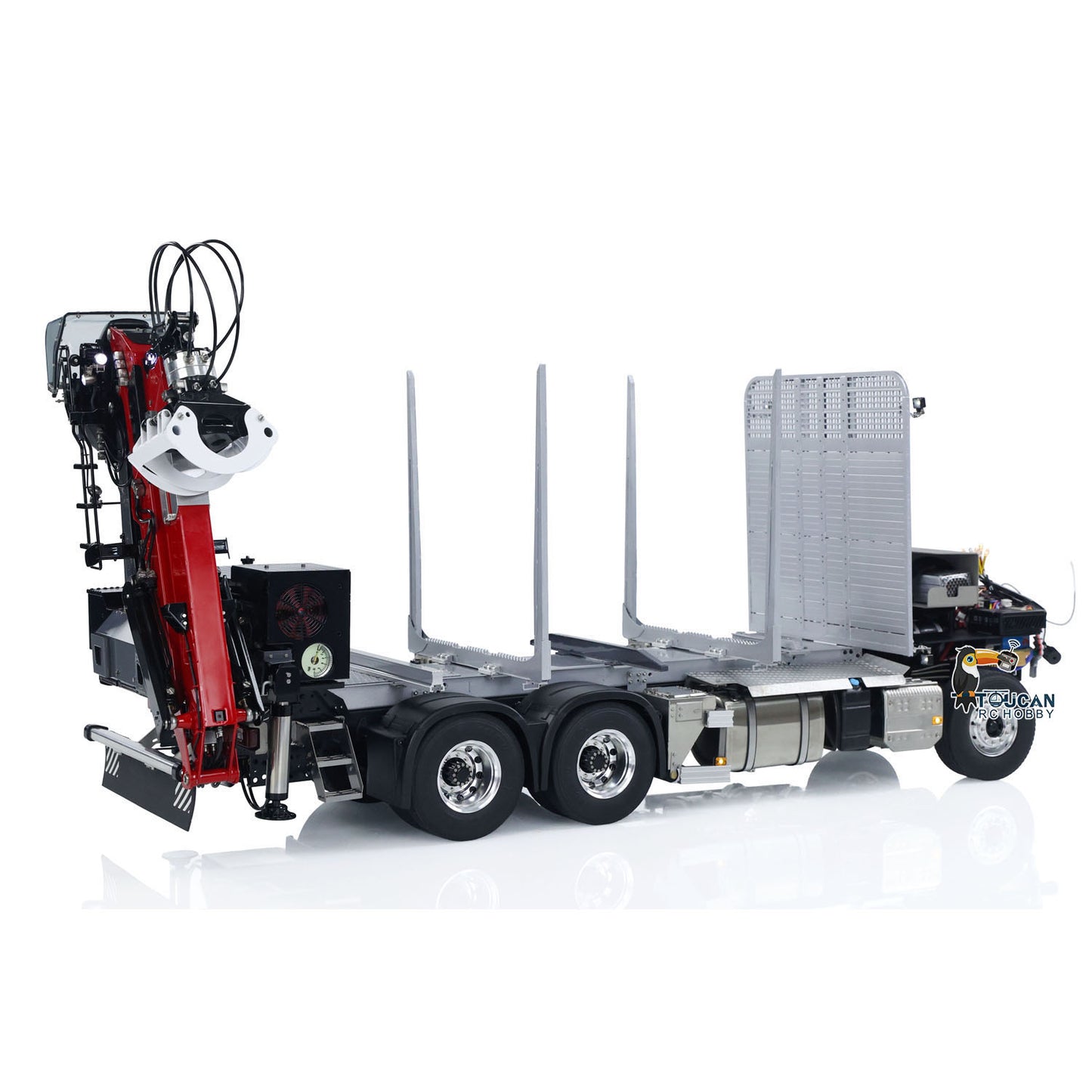 LESU 1/14 Metal RC Logging Truck Hydraulic Crane Tractor Lorry W/O FH16 Cabin Emulated Electric Car Light Sound 2Speed Grearbox