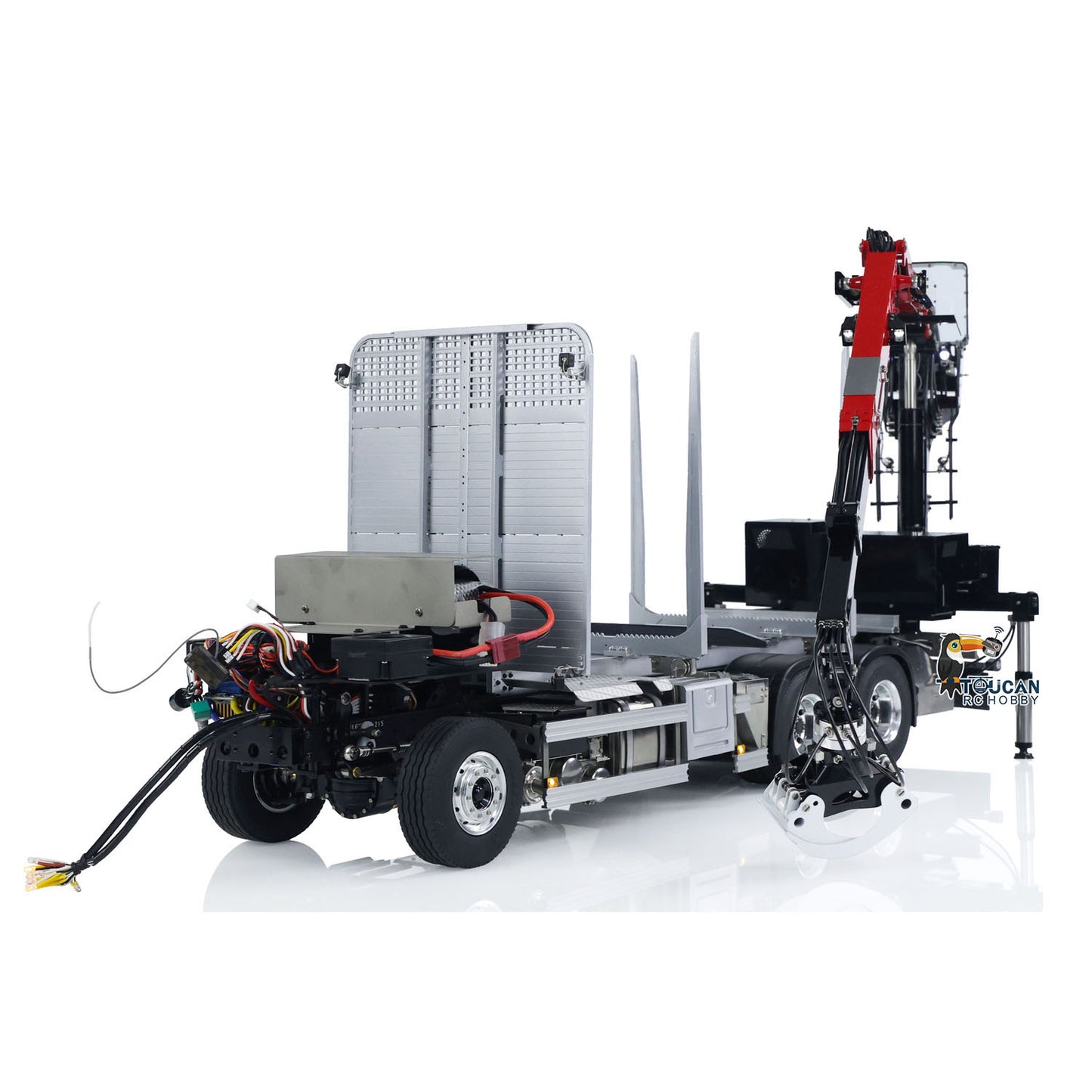 LESU 1/14 Metal RC Logging Truck Hydraulic Crane Tractor Lorry W/O FH16 Cabin Emulated Electric Car Light Sound 2Speed Grearbox