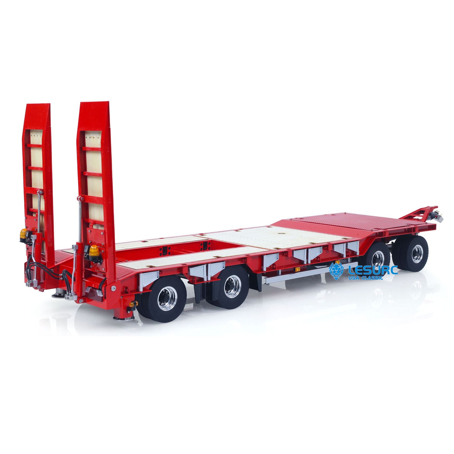 LESU 1/14 Metal Hydraulic Lifting Tailboard Trailer Rear Support Legs 2CH Valve Pump for RC Tractor Truck DIY Lorry Excavator