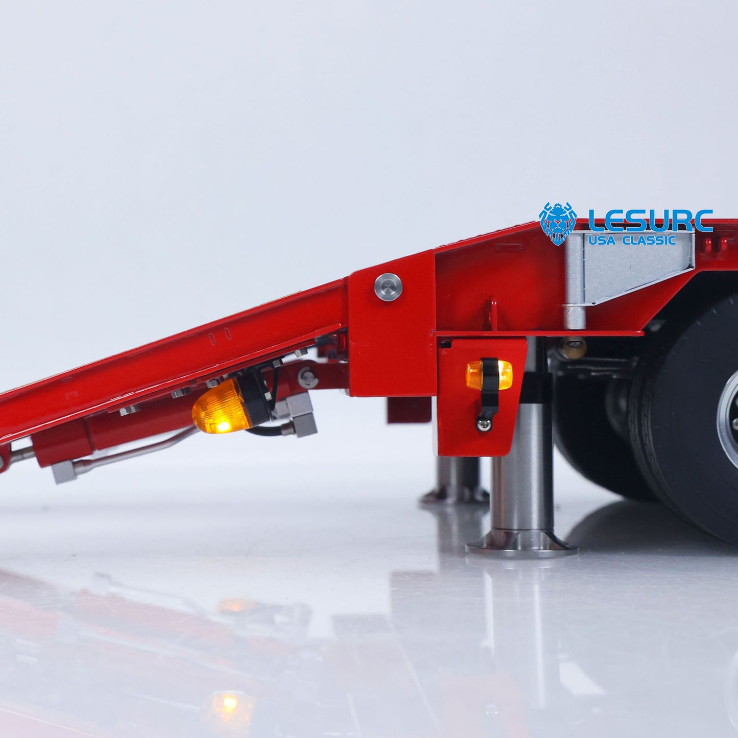 LESU A0049 1/14 Metal 4-Axle Hydraulic RC Trailer Model with Lifting Tailboard Brushless ESC 2CH Valves for RC Tractor Trucks