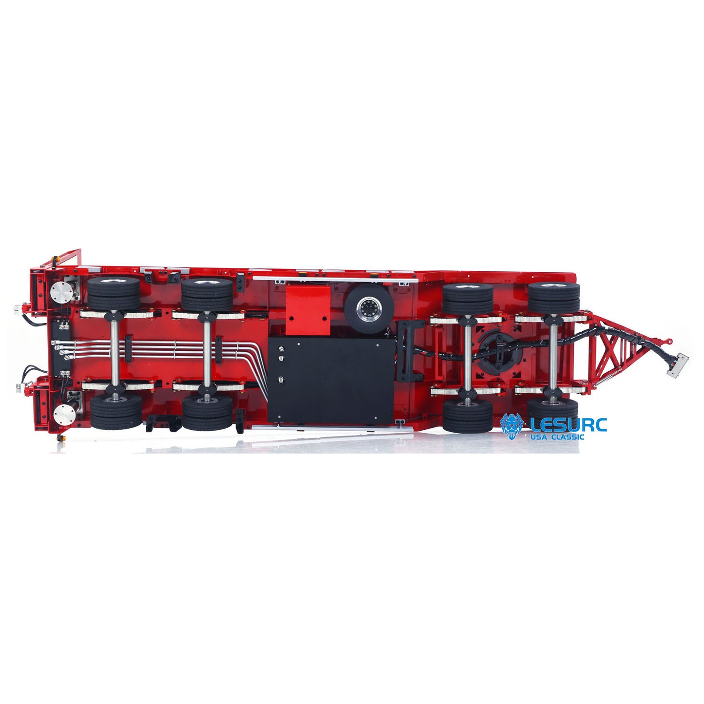 LESU A0049 1/14 Metal 4-Axle Hydraulic RC Trailer Model with Lifting Tailboard Brushless ESC 2CH Valves for RC Tractor Trucks