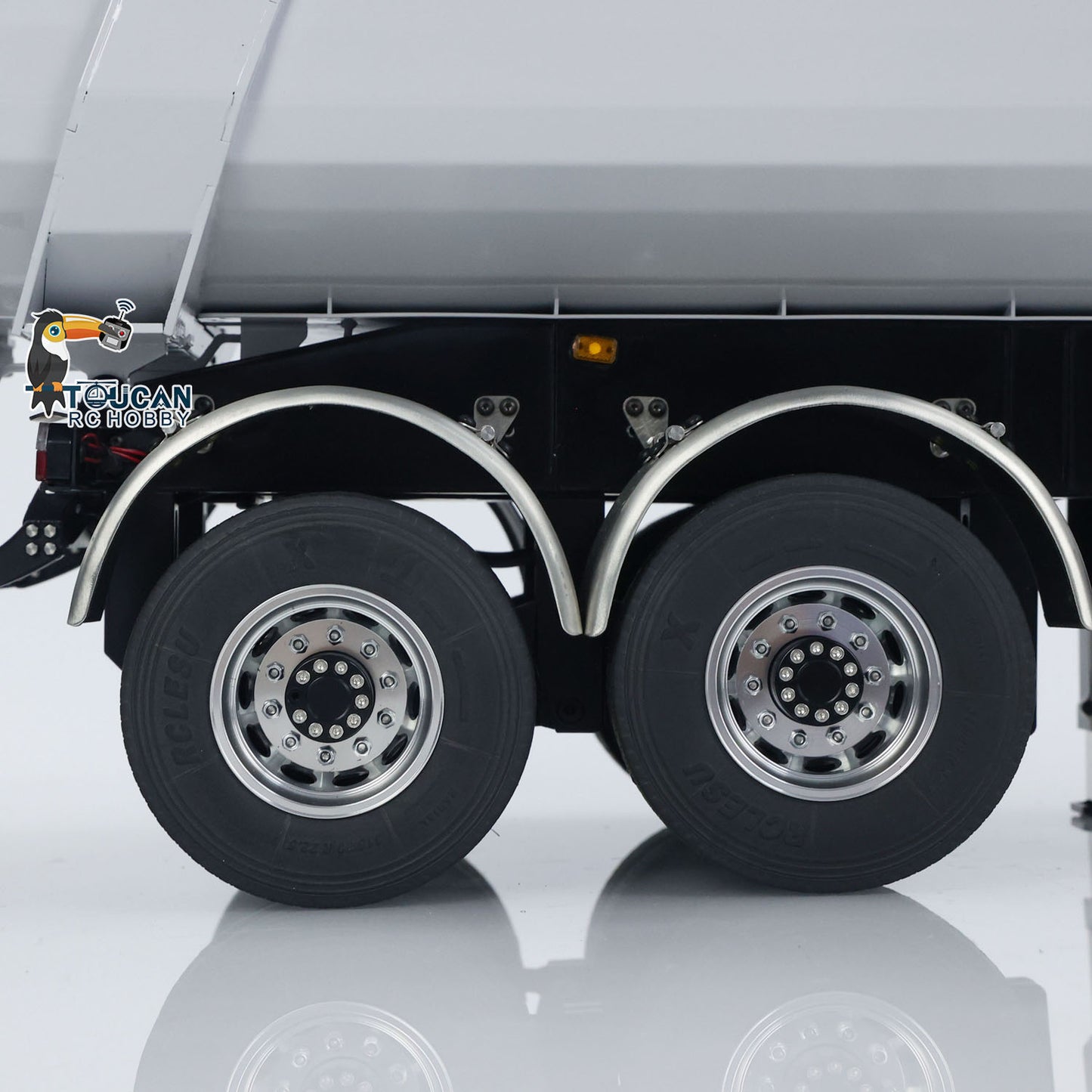 LESU 1/14 Metal Hydraulic Lifting Semi Trailer Dump Truck For Tractor Truck DIY RC Model With U Bucket A0006 Electric Legs