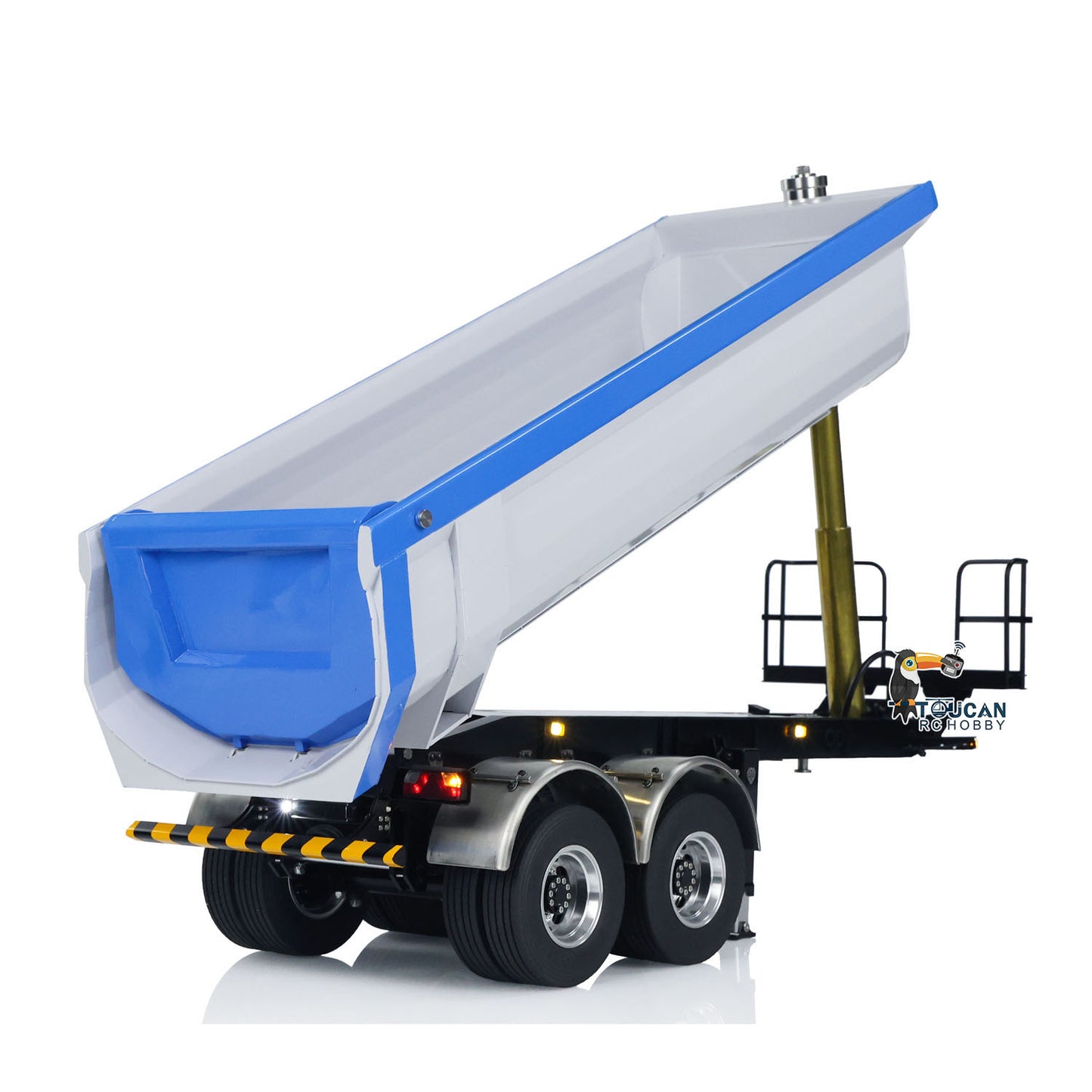 LESU 1/14 Metal Hydraulic Lifting Semi Trailer Dump Truck For Tractor Truck DIY RC Model With U Bucket A0006 Electric Legs