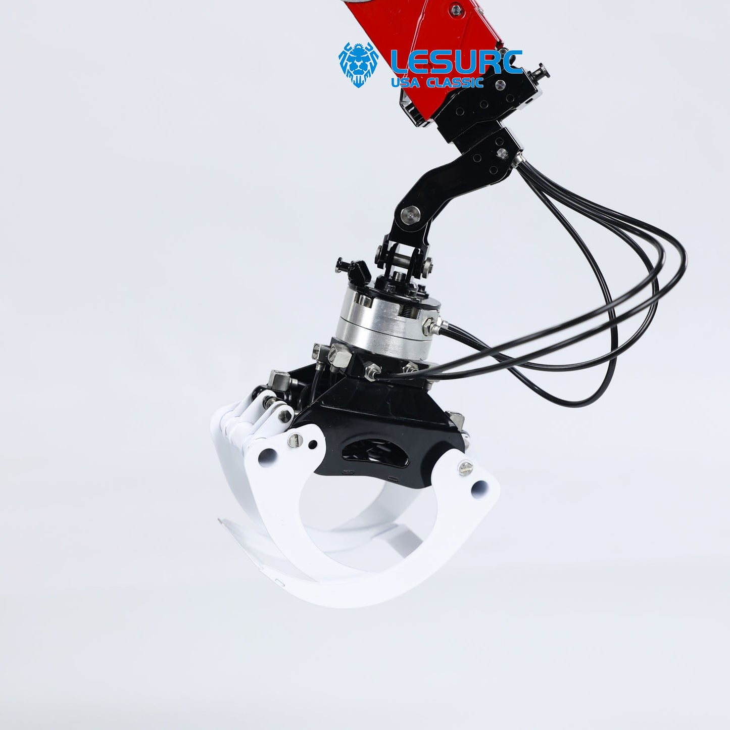 LESU 1/14 Metal RC Hydraulic Timber Crane Fly Jib 360 Degree Rotation 3-Stage Telescopic Arms for Remote Control Tractor Truck