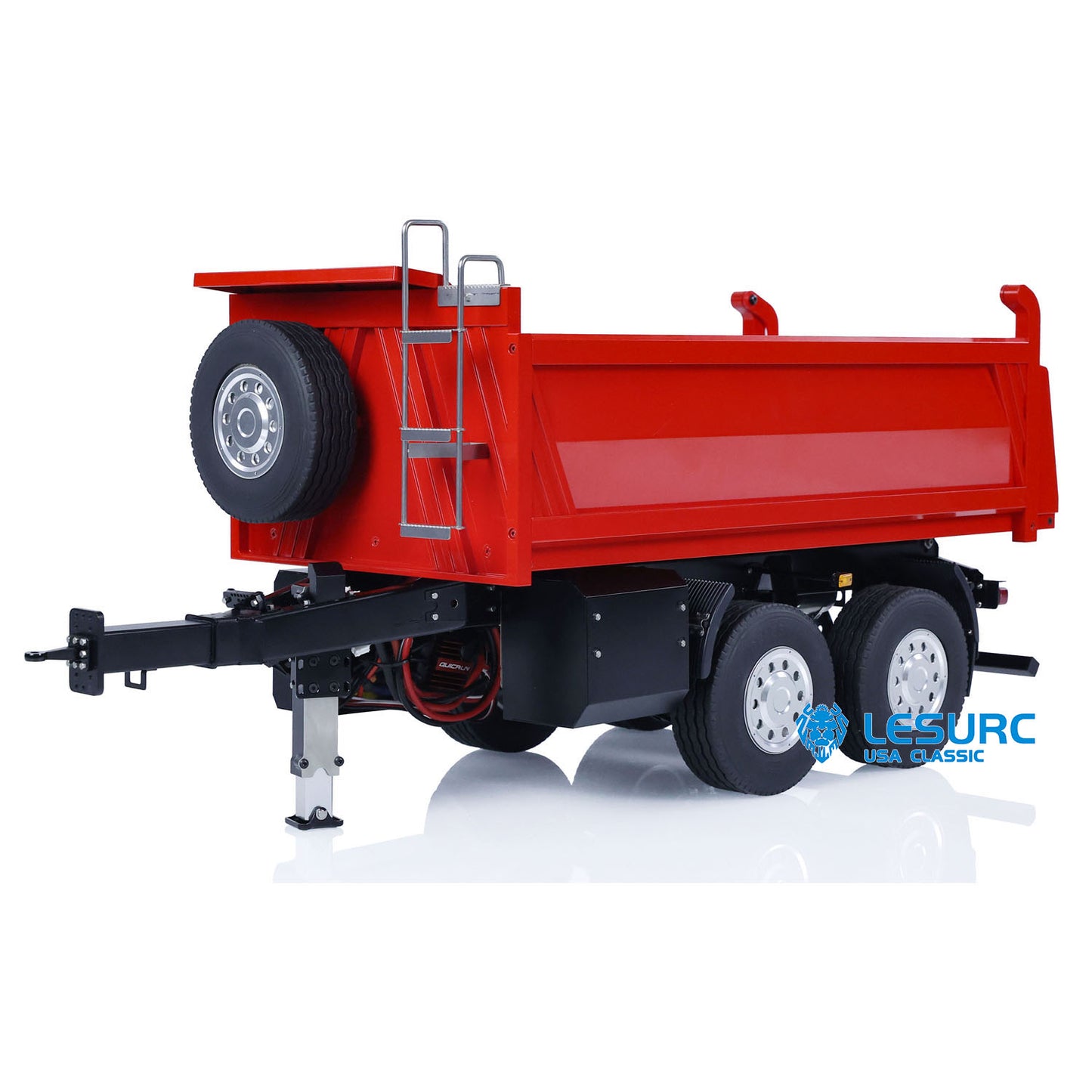 LESU Metal 1/14 2-Axle RC Hydraulic Equipment Radio Controlled Self-dumping Simulation Full Trailer DIY Models Painted