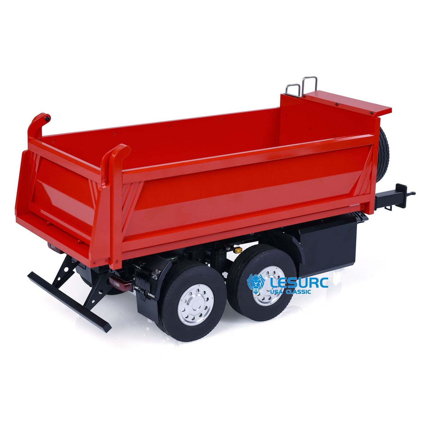 LESU A0051-C 1/14 Metal Full Dump Trailer 2-Axle Heavy Haul Transport Vehicle Electric Landing Legs LED Lights for RC Tractor Truck DIY Models for Model Enthusiast