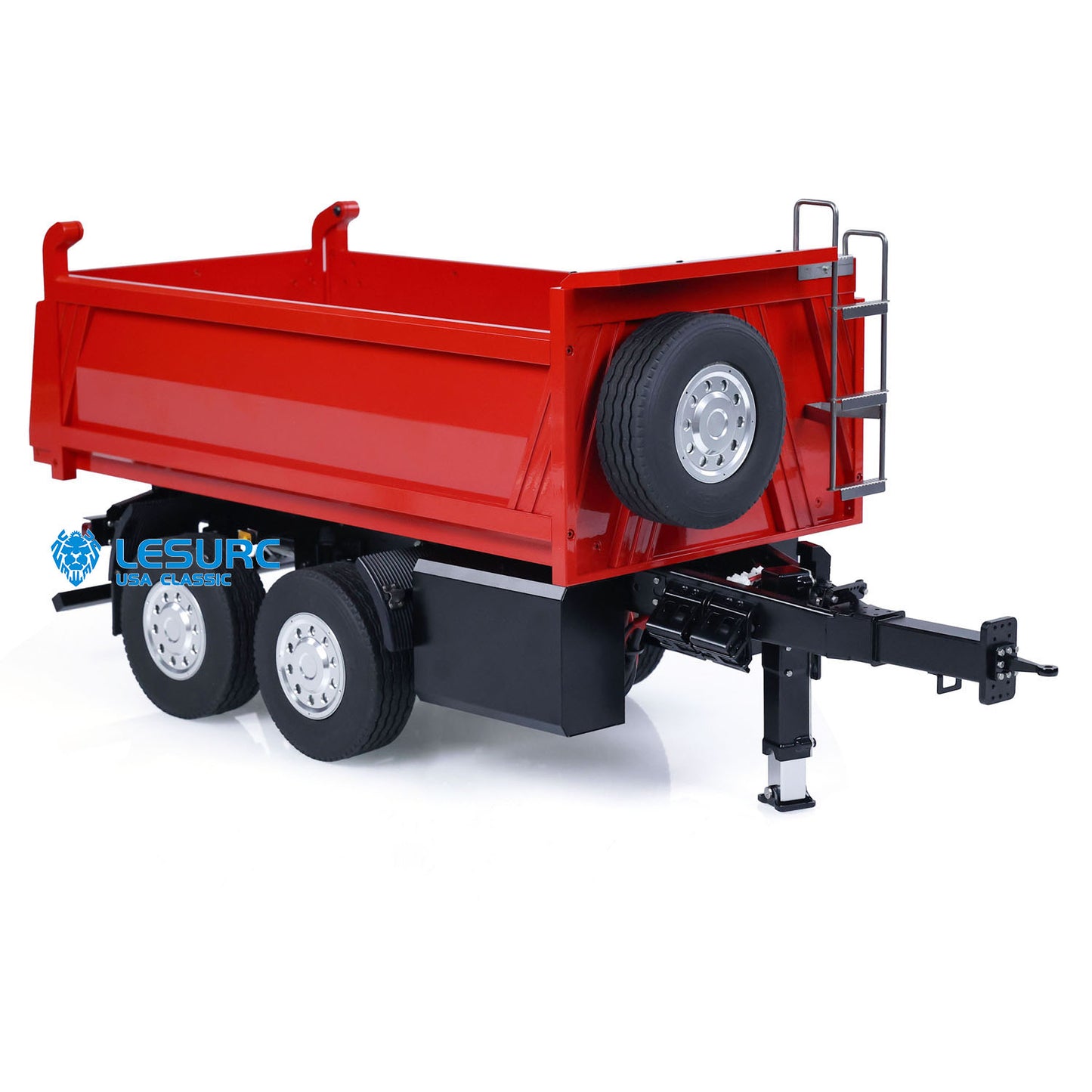 LESU A0051-C 1/14 Metal Full Dump Trailer 2-Axle Heavy Haul Transport Vehicle Electric Landing Legs LED Lights for RC Tractor Truck DIY Models for Model Enthusiast